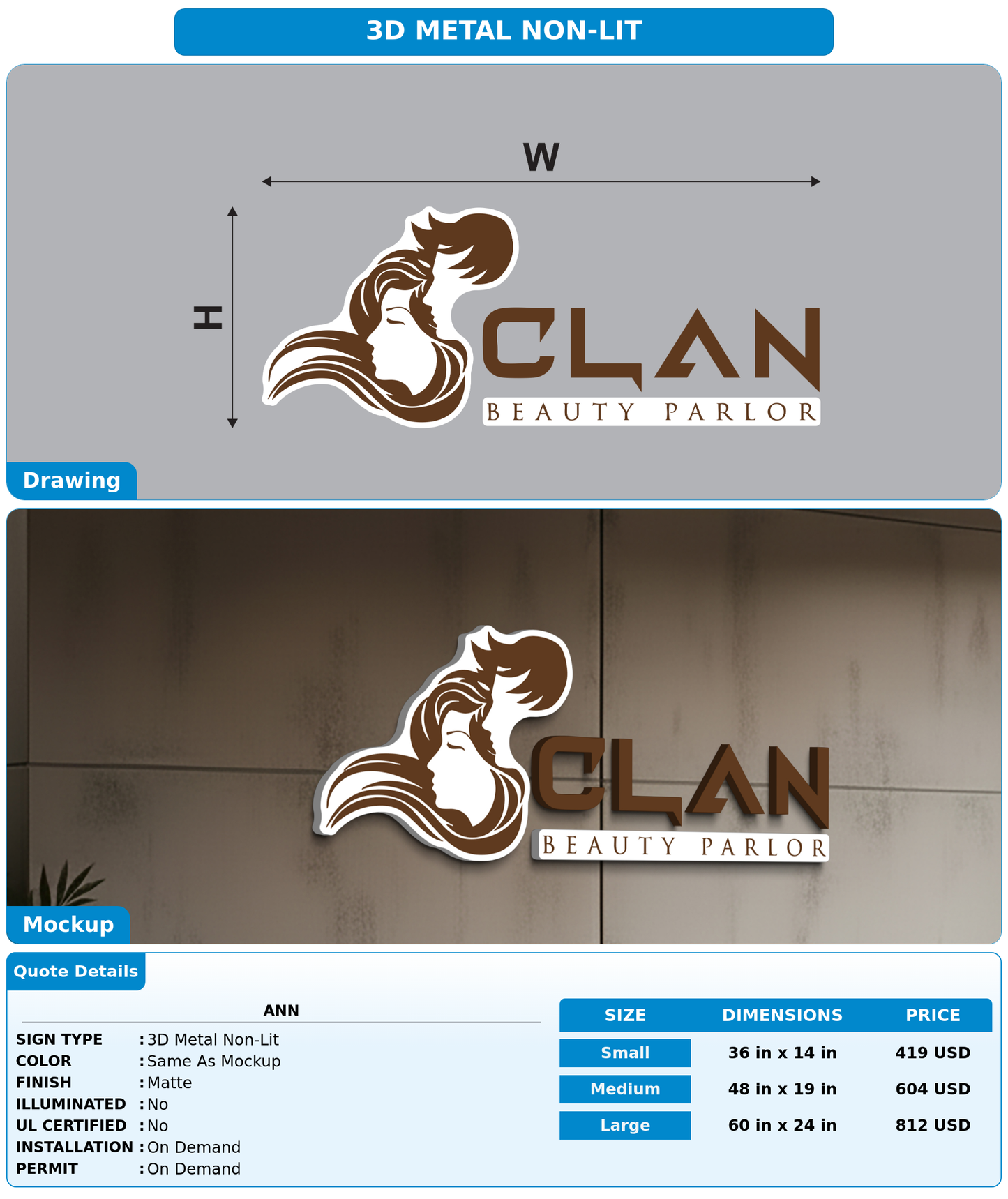CUSTOM MOCKUP SIGN FOR Ann