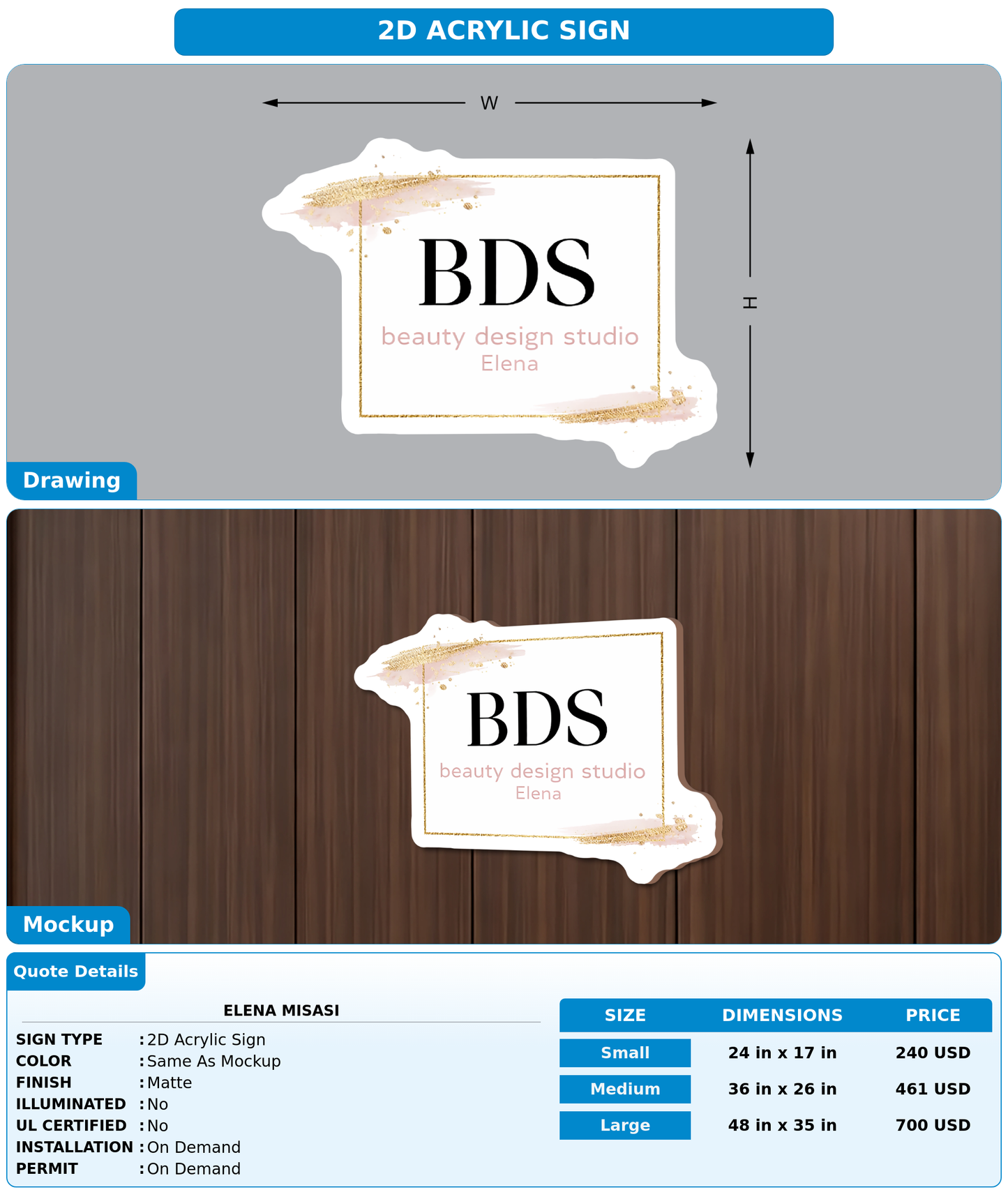 CUSTOM MOCKUP SIGN FOR Elena Misasi