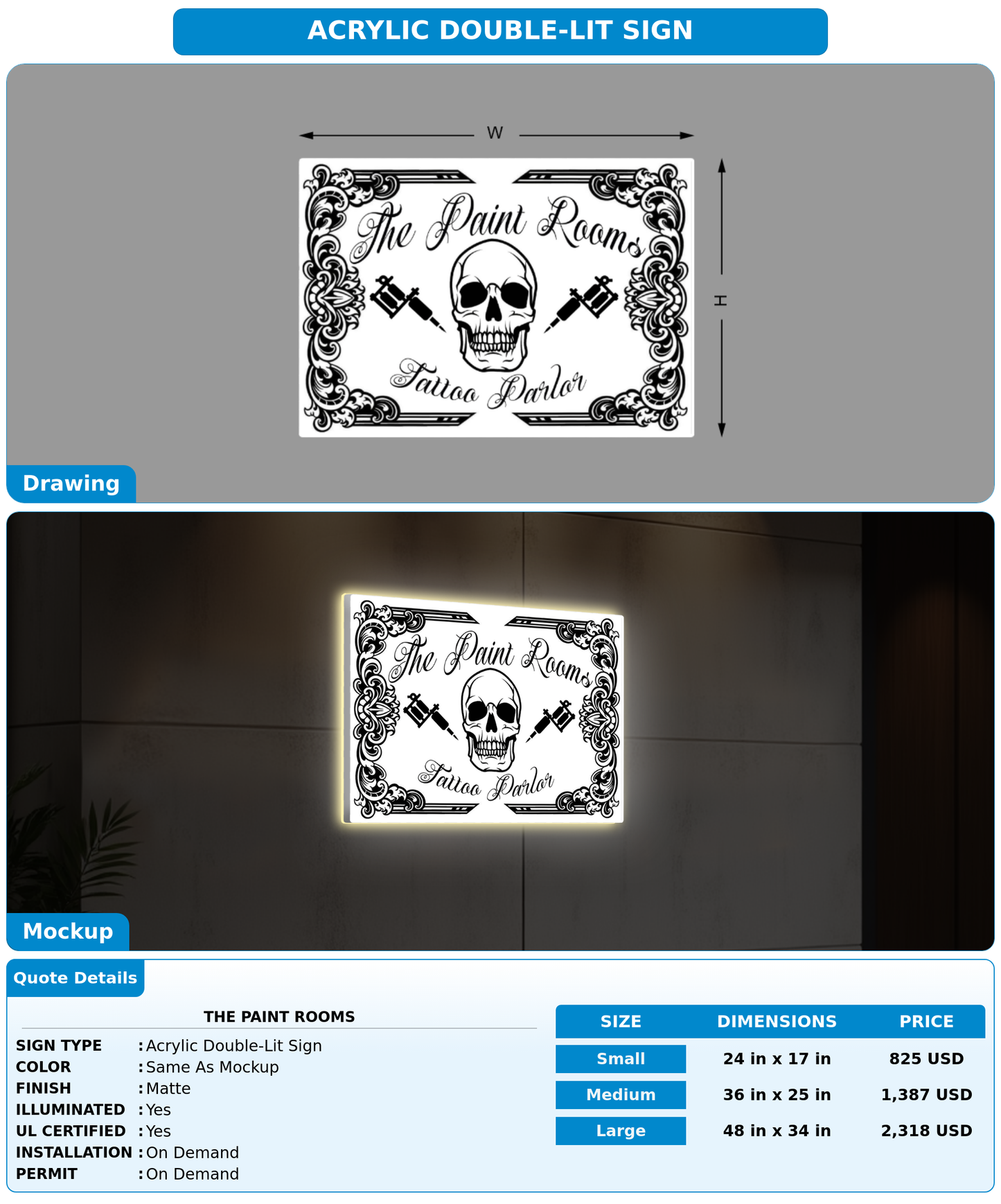 CUSTOM MOCKUP SIGN FOR The paint rooms