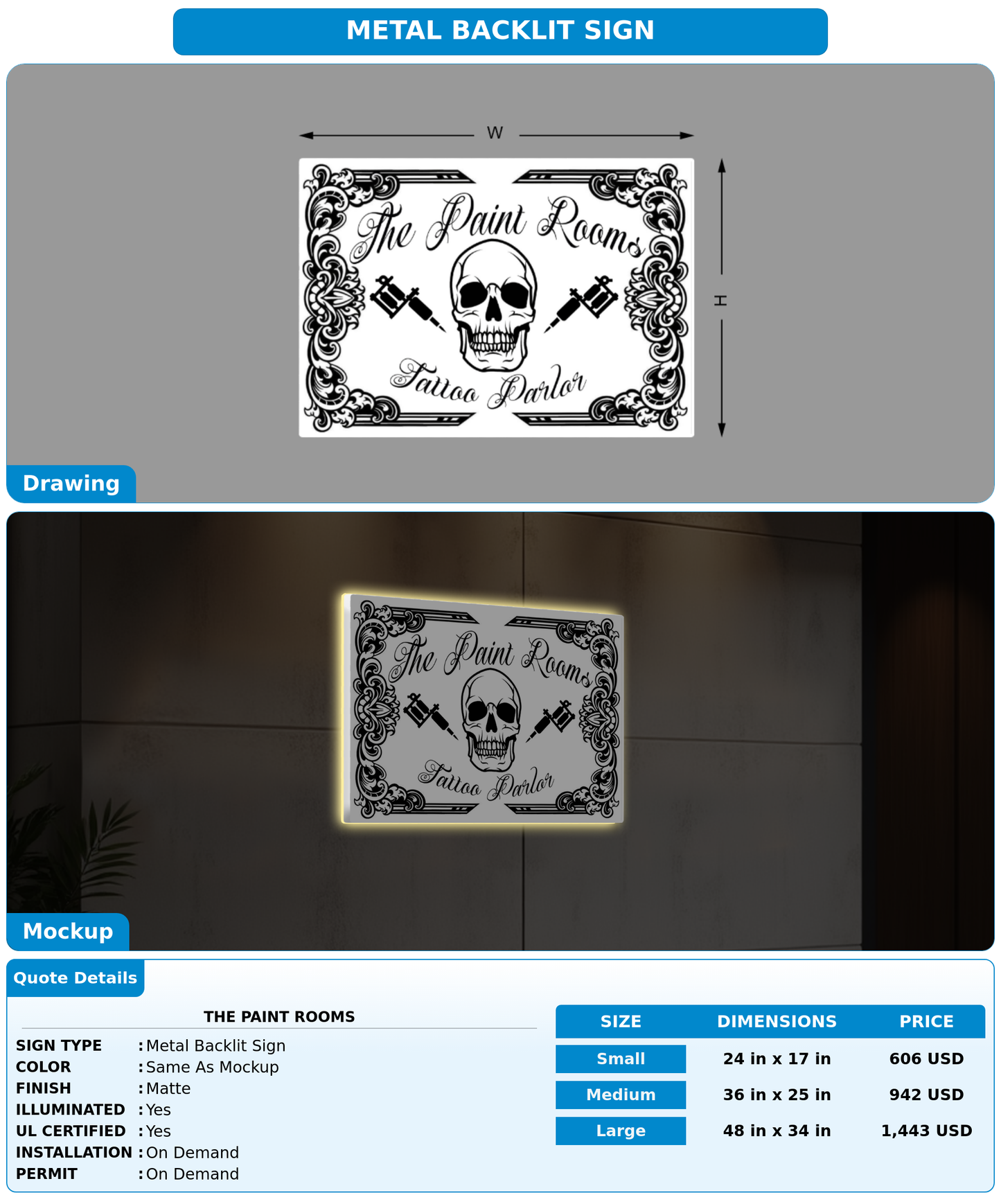 CUSTOM MOCKUP SIGN FOR The paint rooms