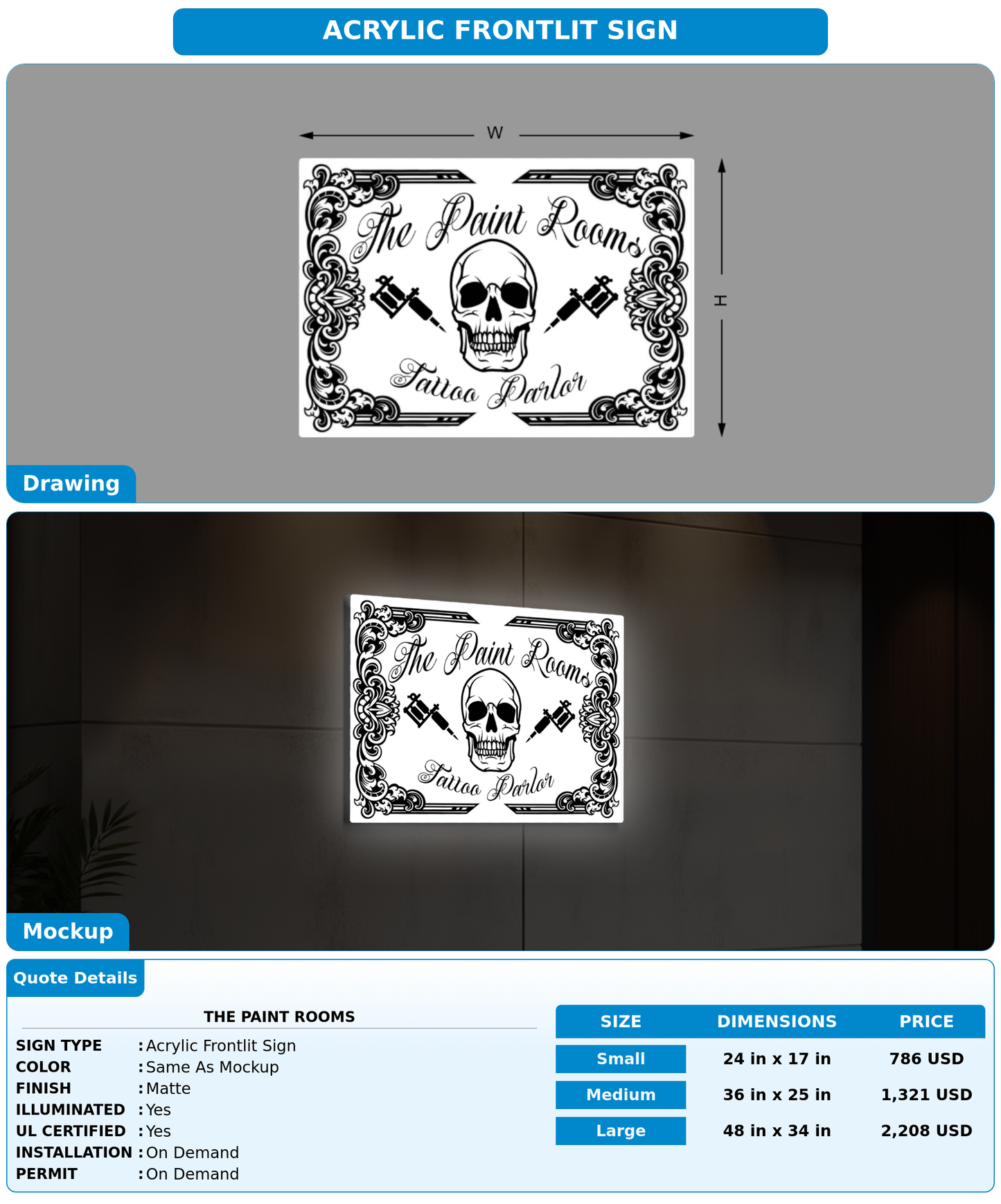 CUSTOM MOCKUP SIGN FOR The paint rooms