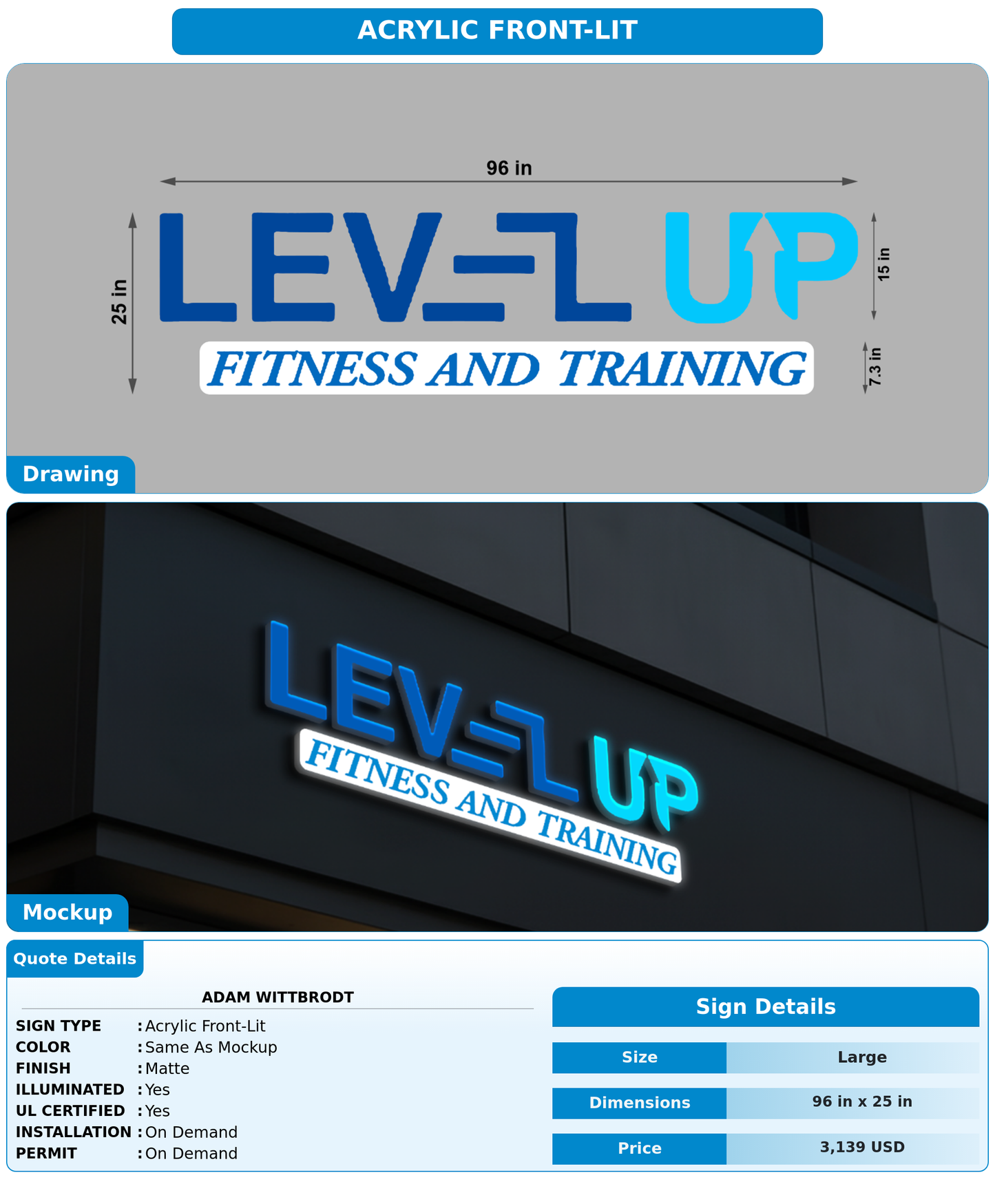 CUSTOM MOCKUP SIGN FOR Adam Wittbrodt