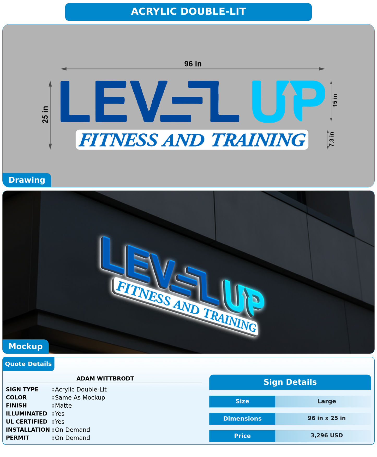 CUSTOM MOCKUP SIGN FOR Adam Wittbrodt