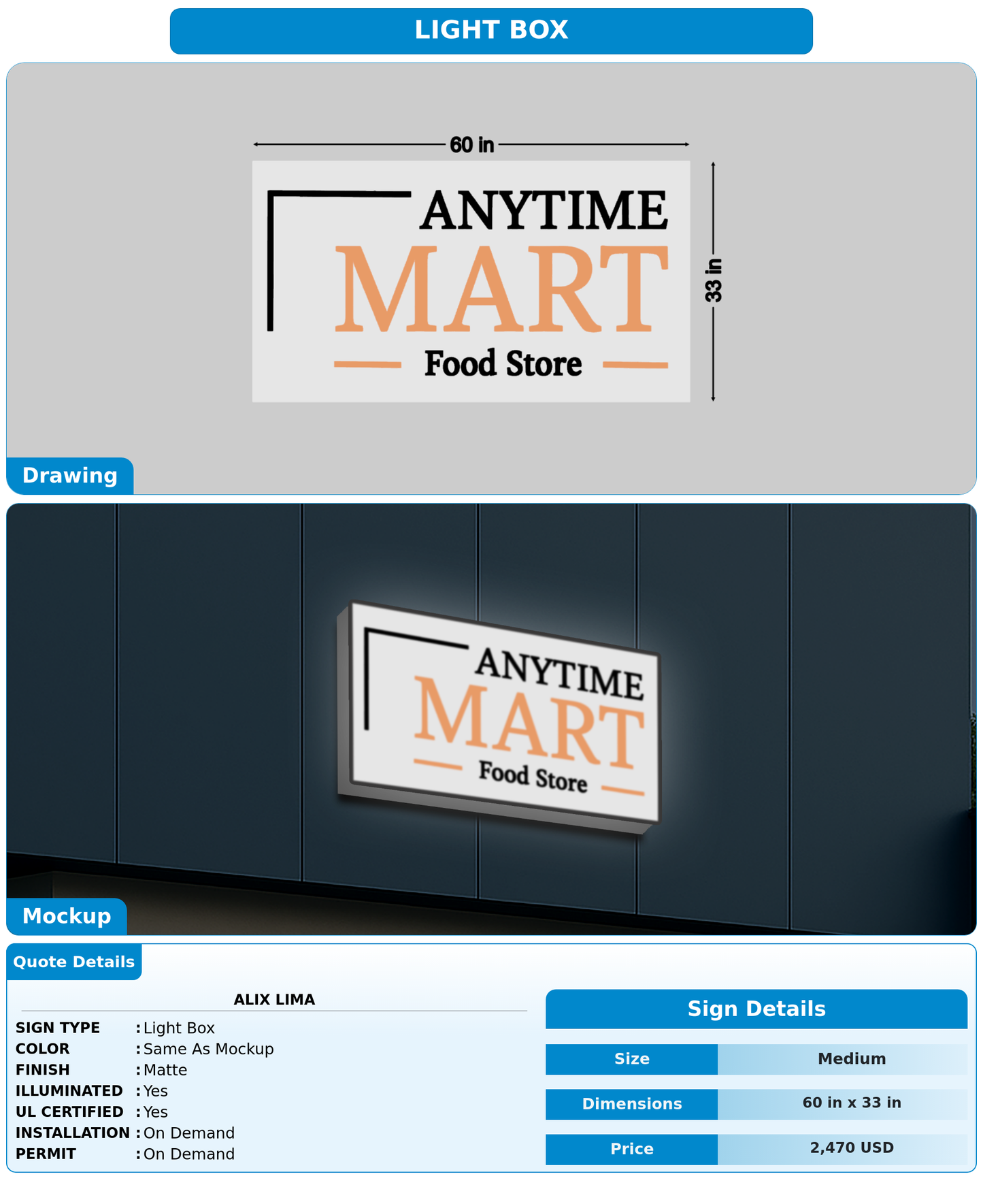 CUSTOM MOCKUP SIGN FOR Alix lima