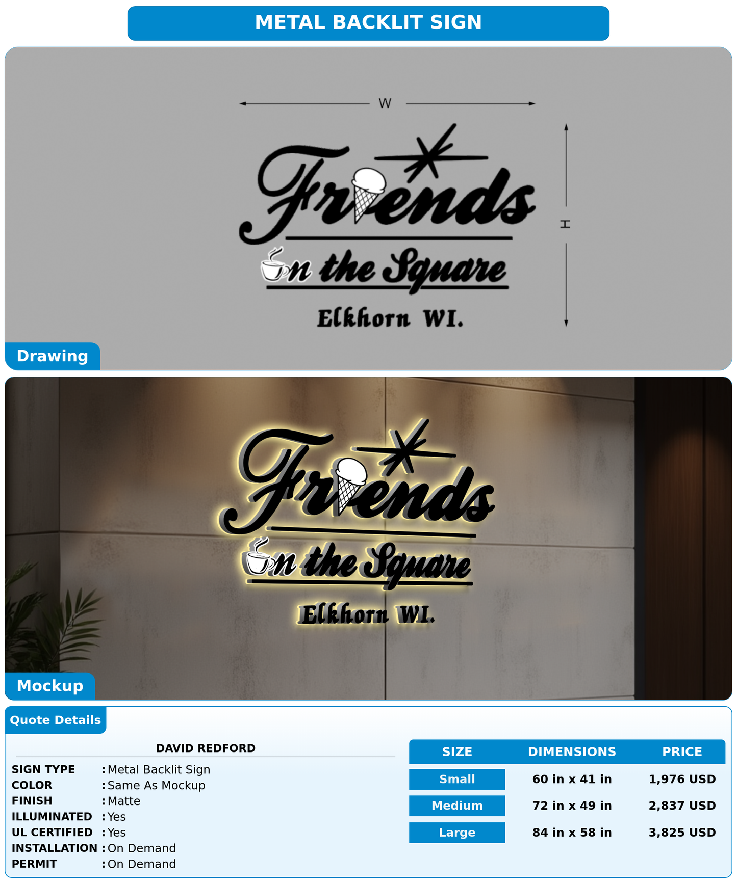 CUSTOM MOCKUP SIGN FOR David Redford