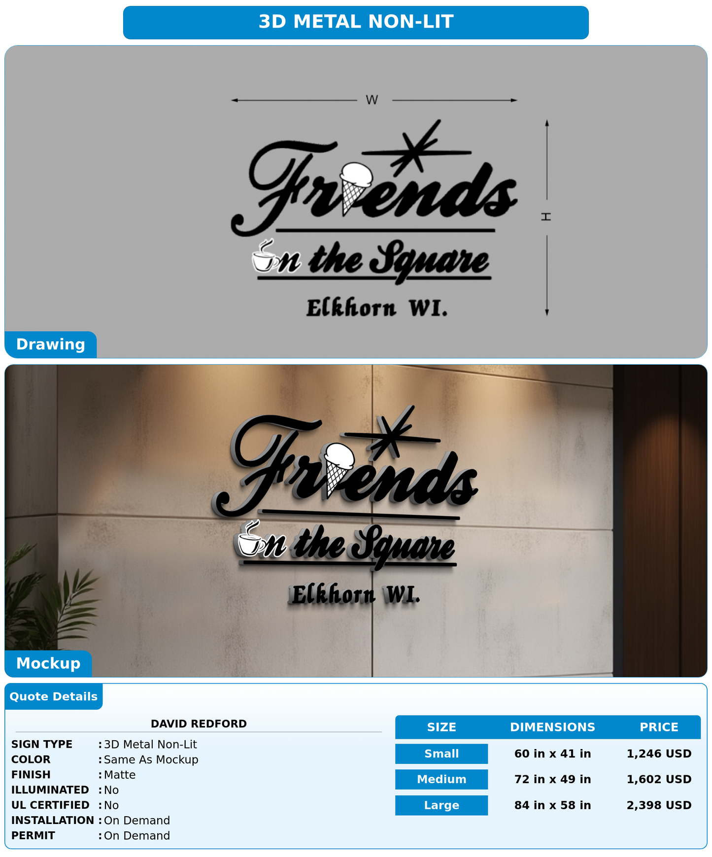 CUSTOM MOCKUP SIGN FOR David Redford