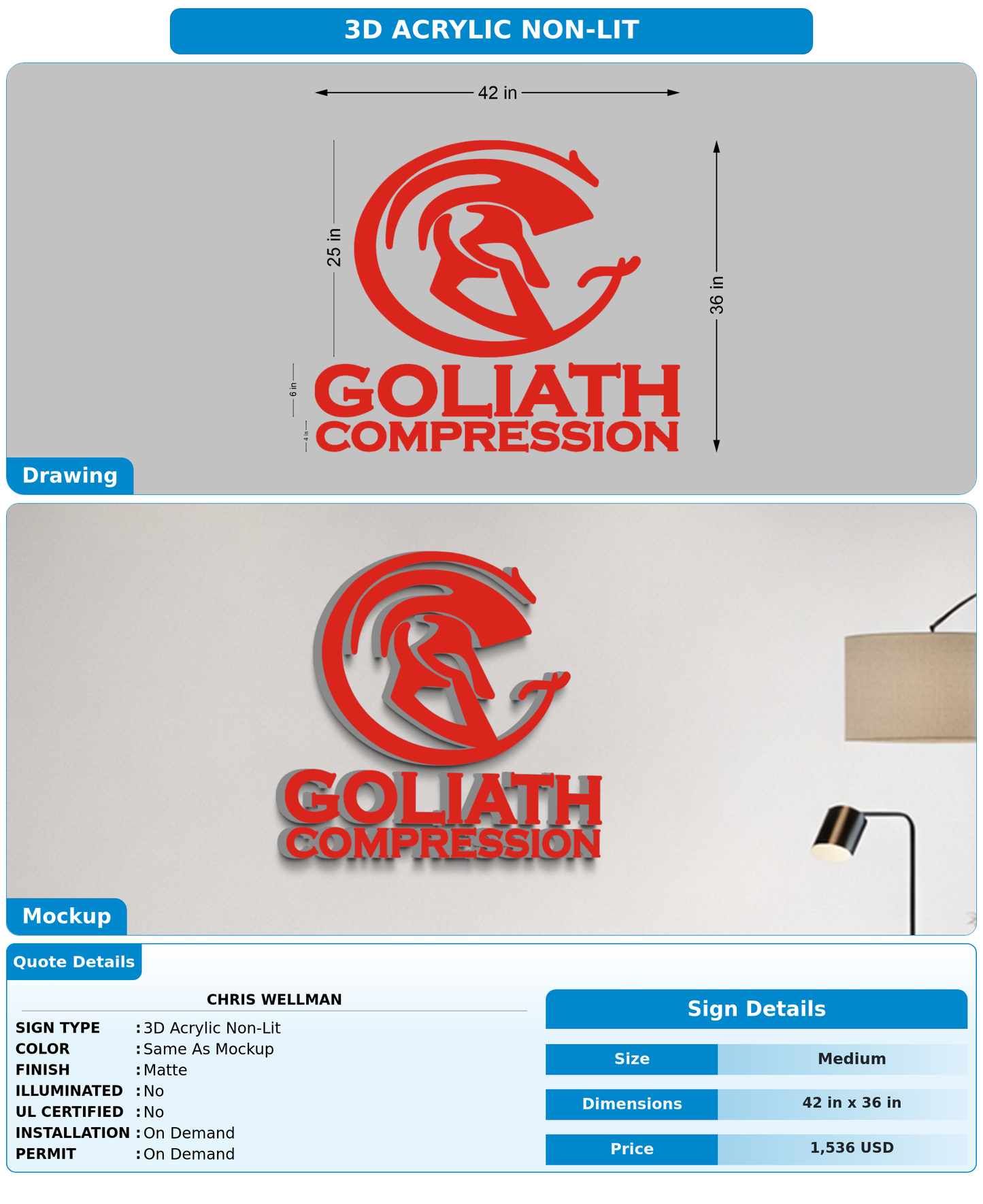 CUSTOM MOCKUP SIGN FOR Chris Wellman