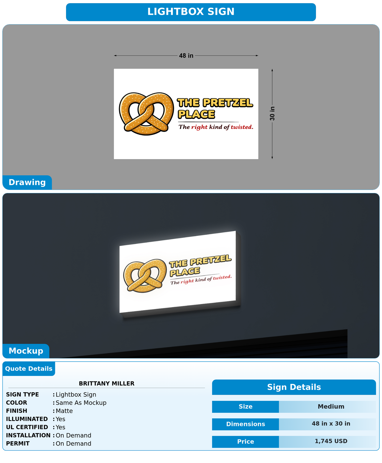 CUSTOM MOCKUP SIGN FOR Brittany miller