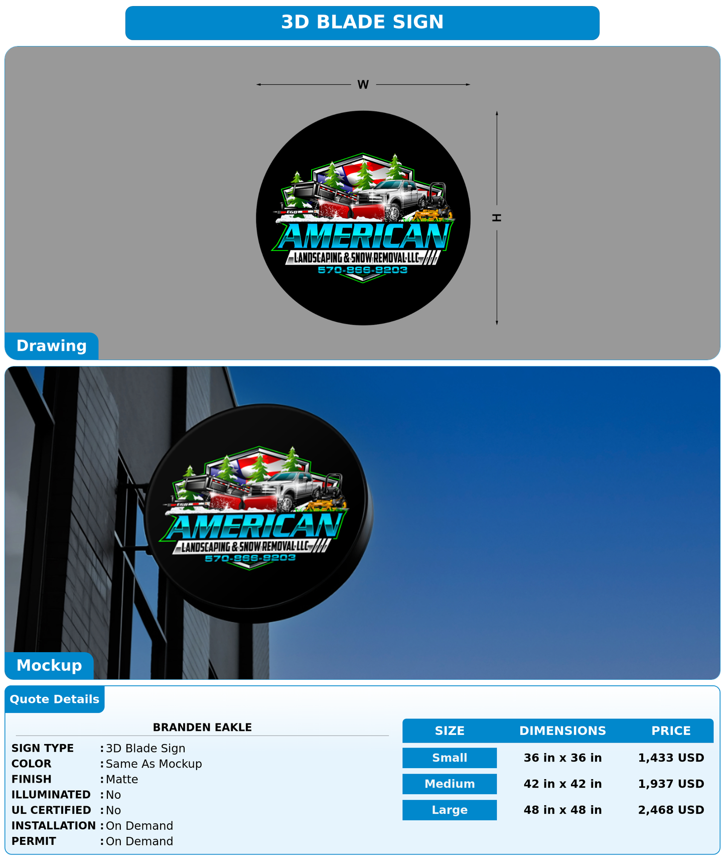 CUSTOM MOCKUP SIGN FOR BRANDEN EAKLE