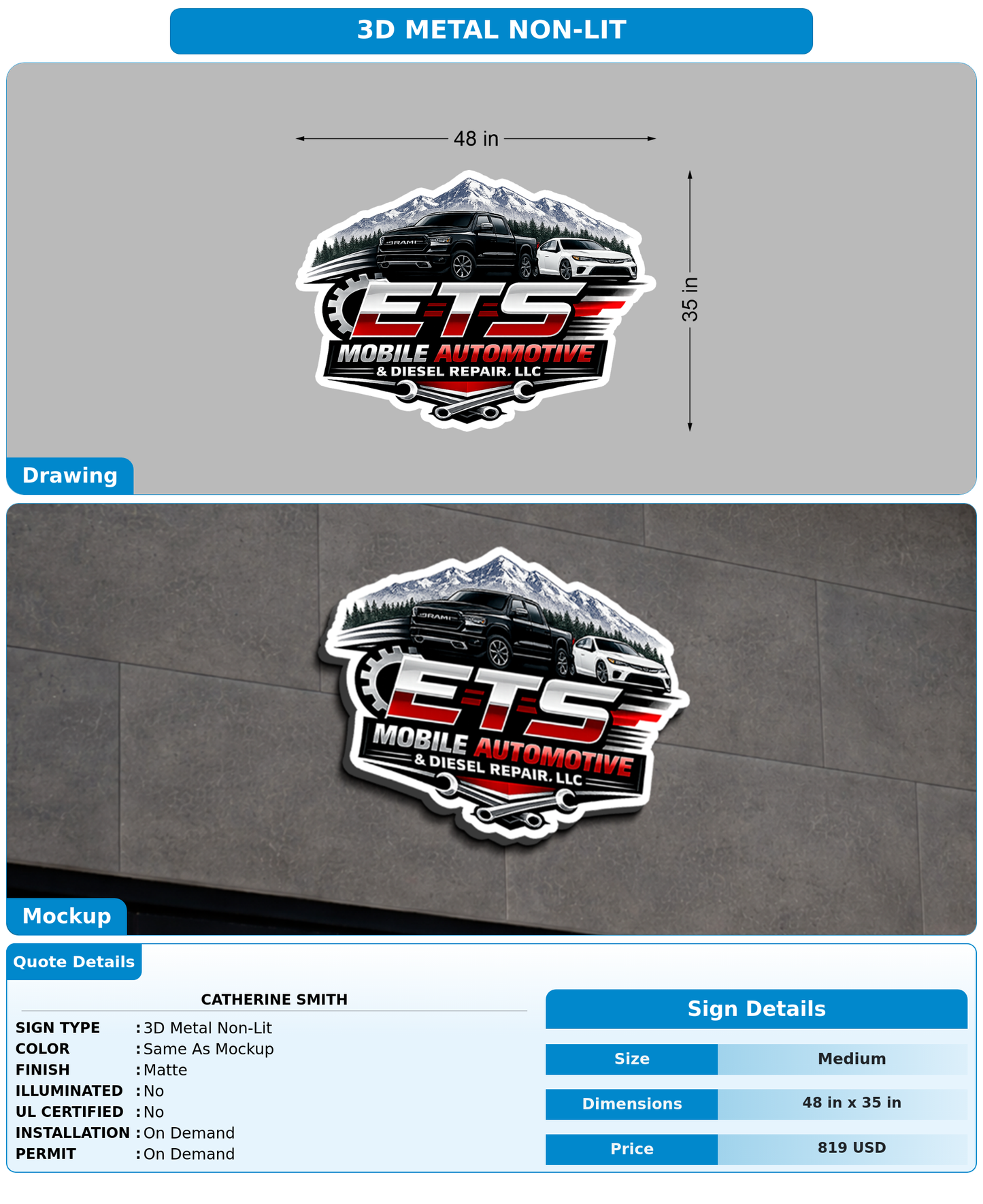 CUSTOM MOCKUP SIGN FOR Catherine Smith