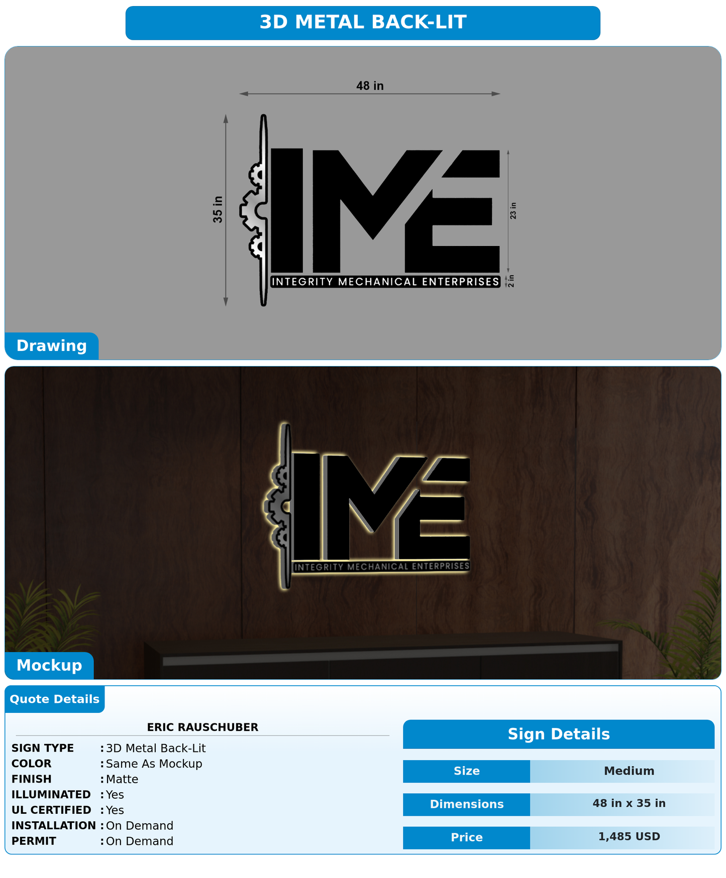 CUSTOM MOCKUP SIGN FOR Eric Rauschuber