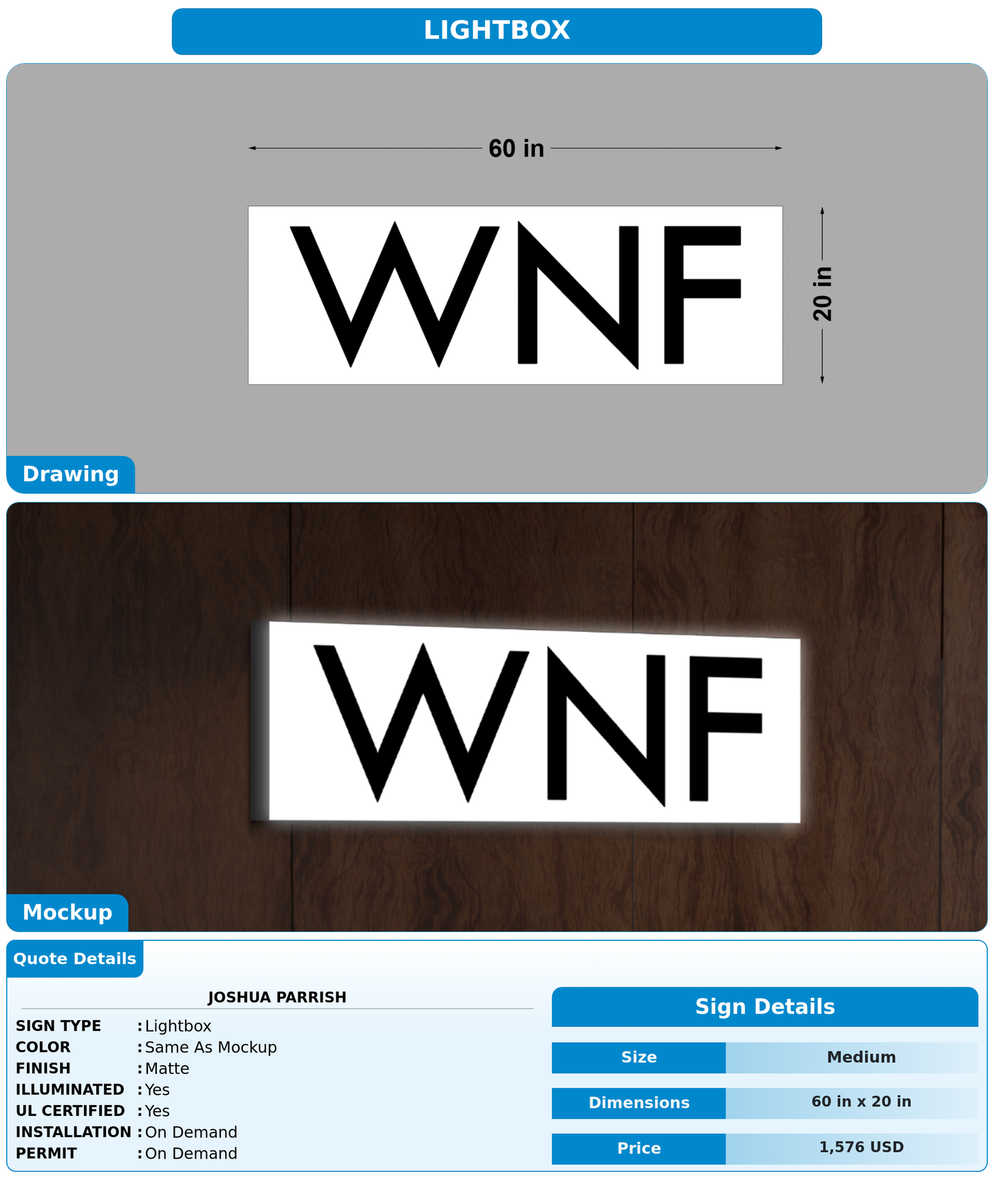 CUSTOM MOCKUP SIGN FOR joshua parrish