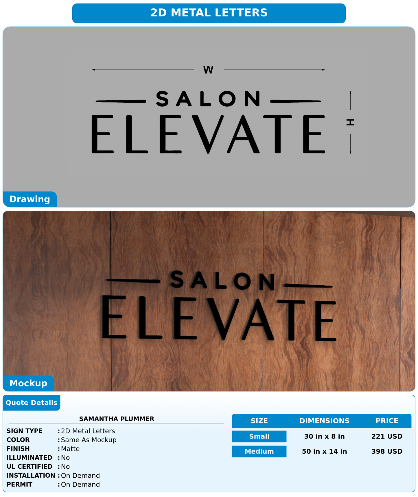 CUSTOM MOCKUP SIGN FOR Samantha Plummer