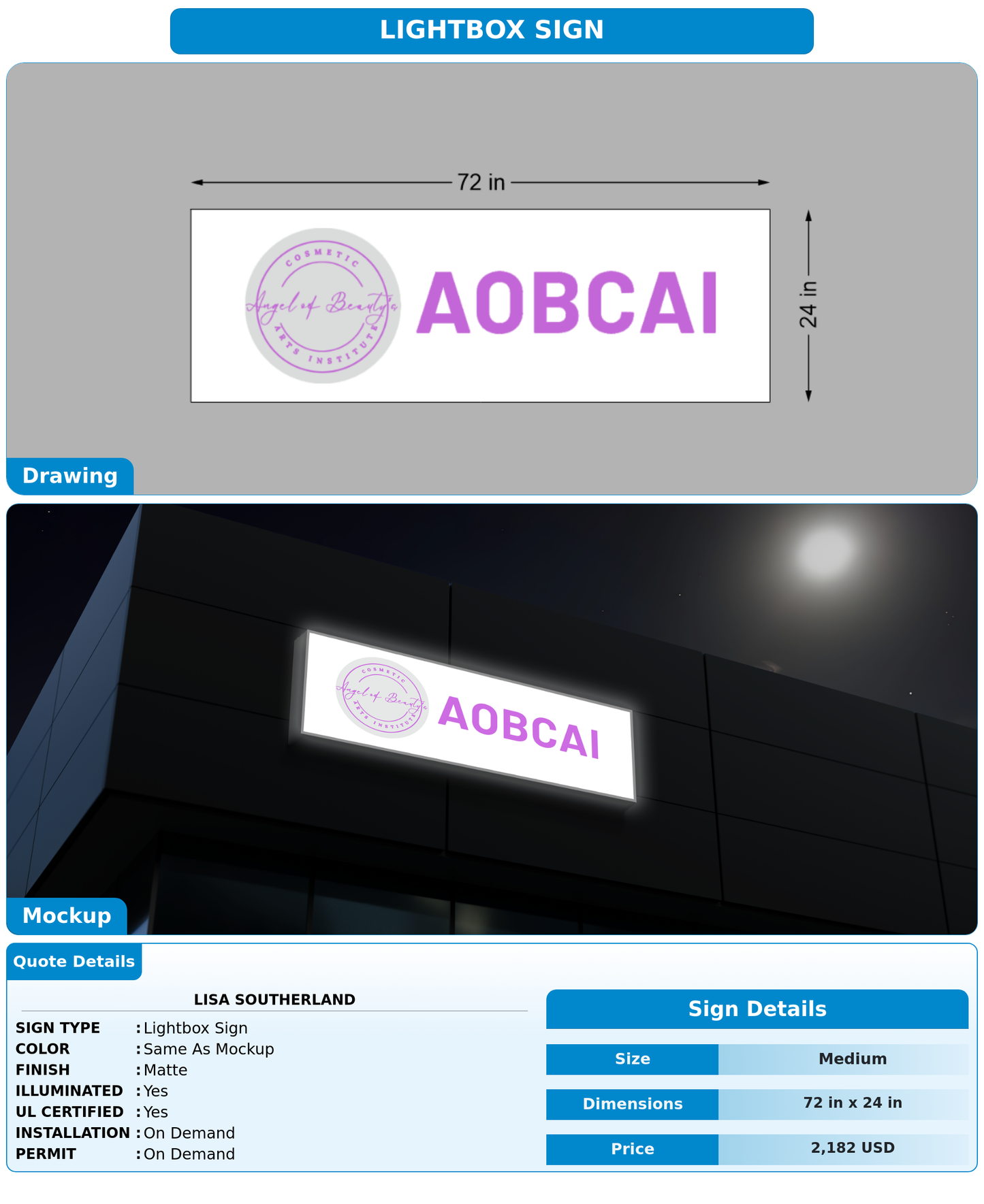 CUSTOM MOCKUP SIGN FOR Lisa Southerland