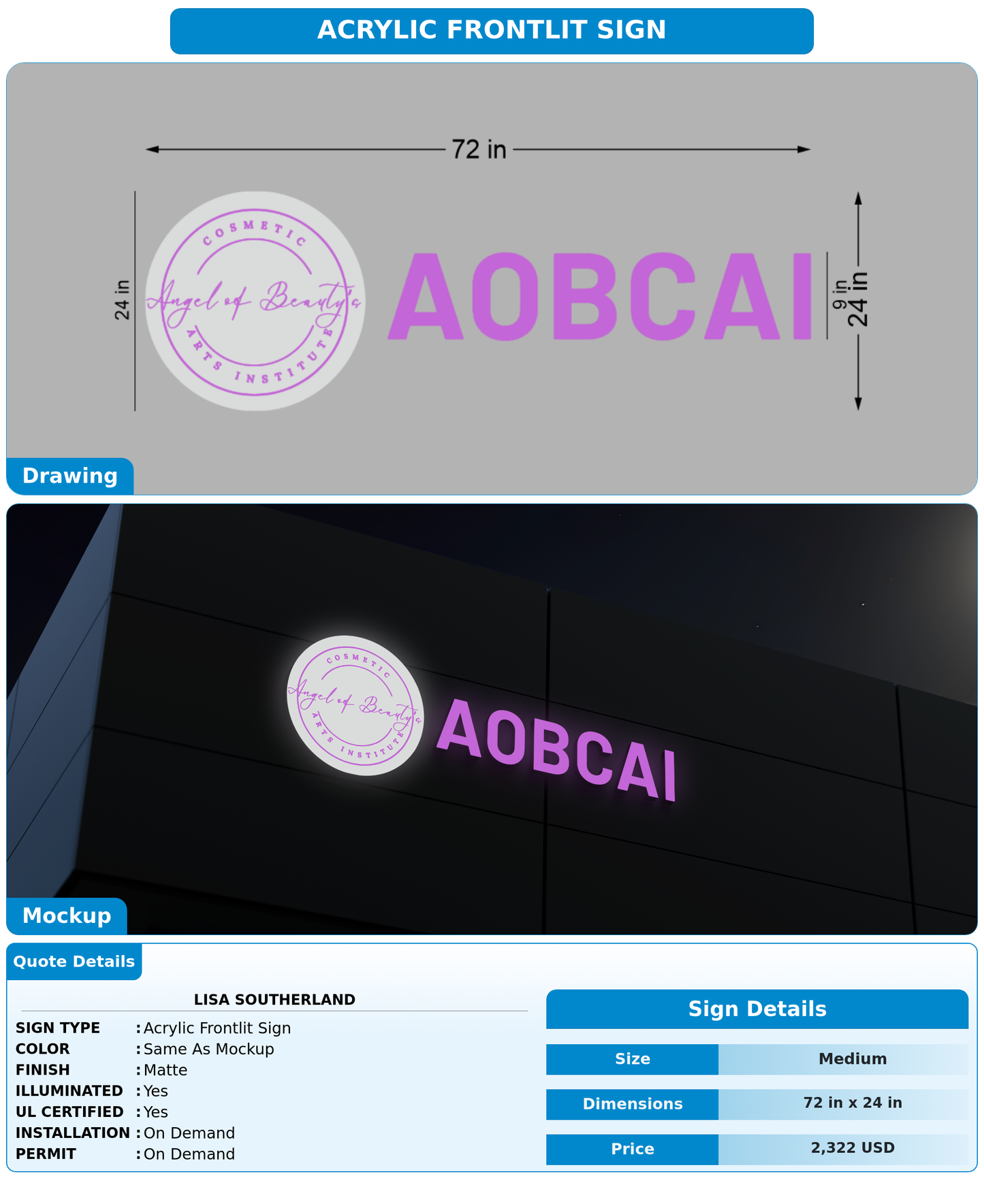 CUSTOM MOCKUP SIGN FOR Lisa Southerland