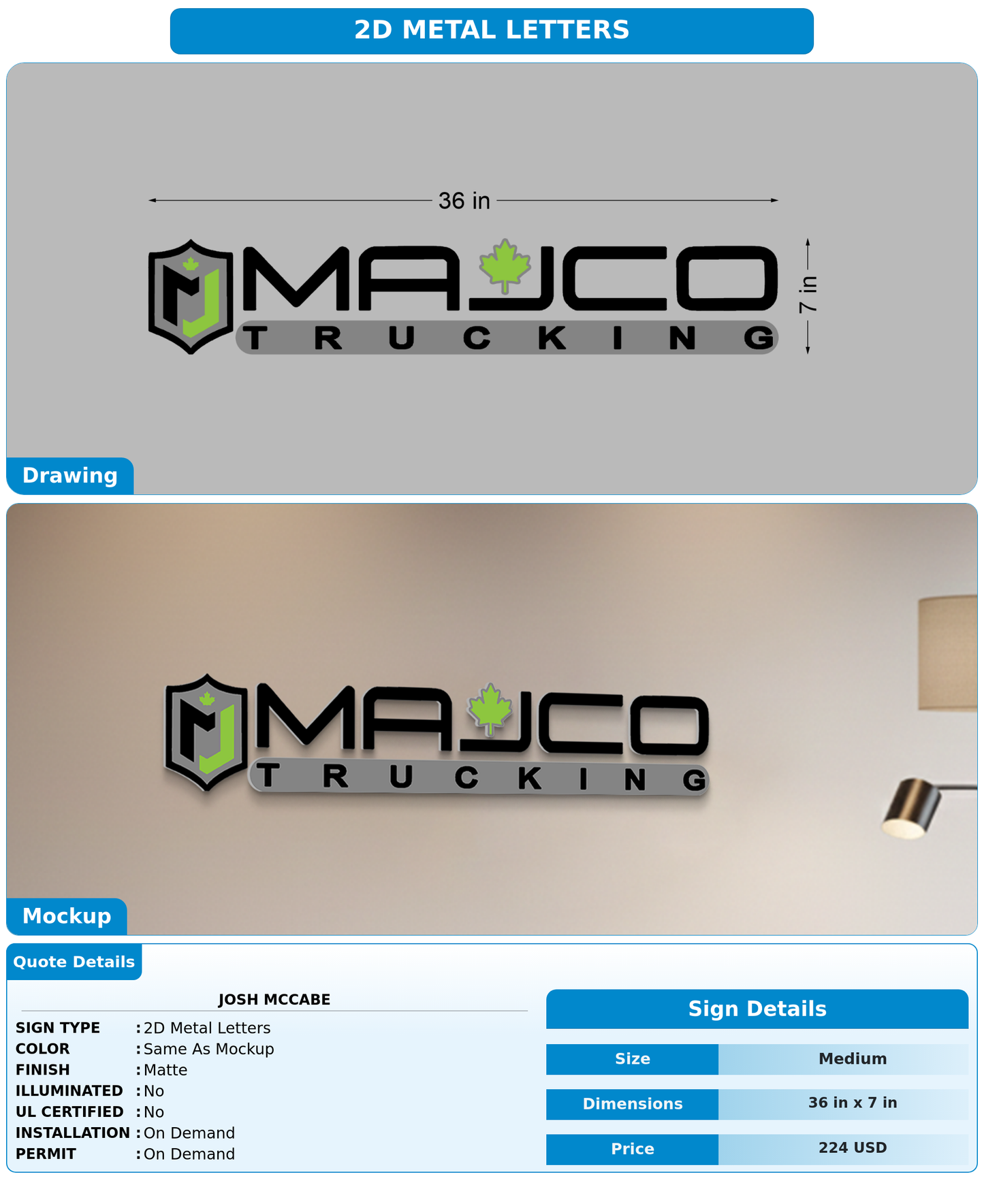 CUSTOM MOCKUP SIGN FOR Josh McCabe