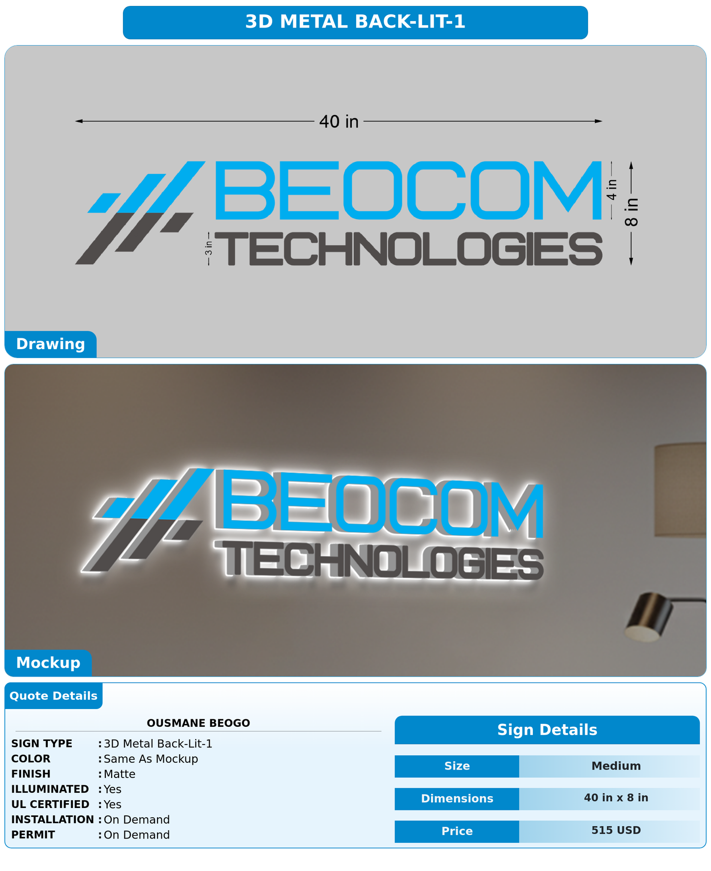 CUSTOM MOCKUP SIGN FOR OUSMANE BEOGO