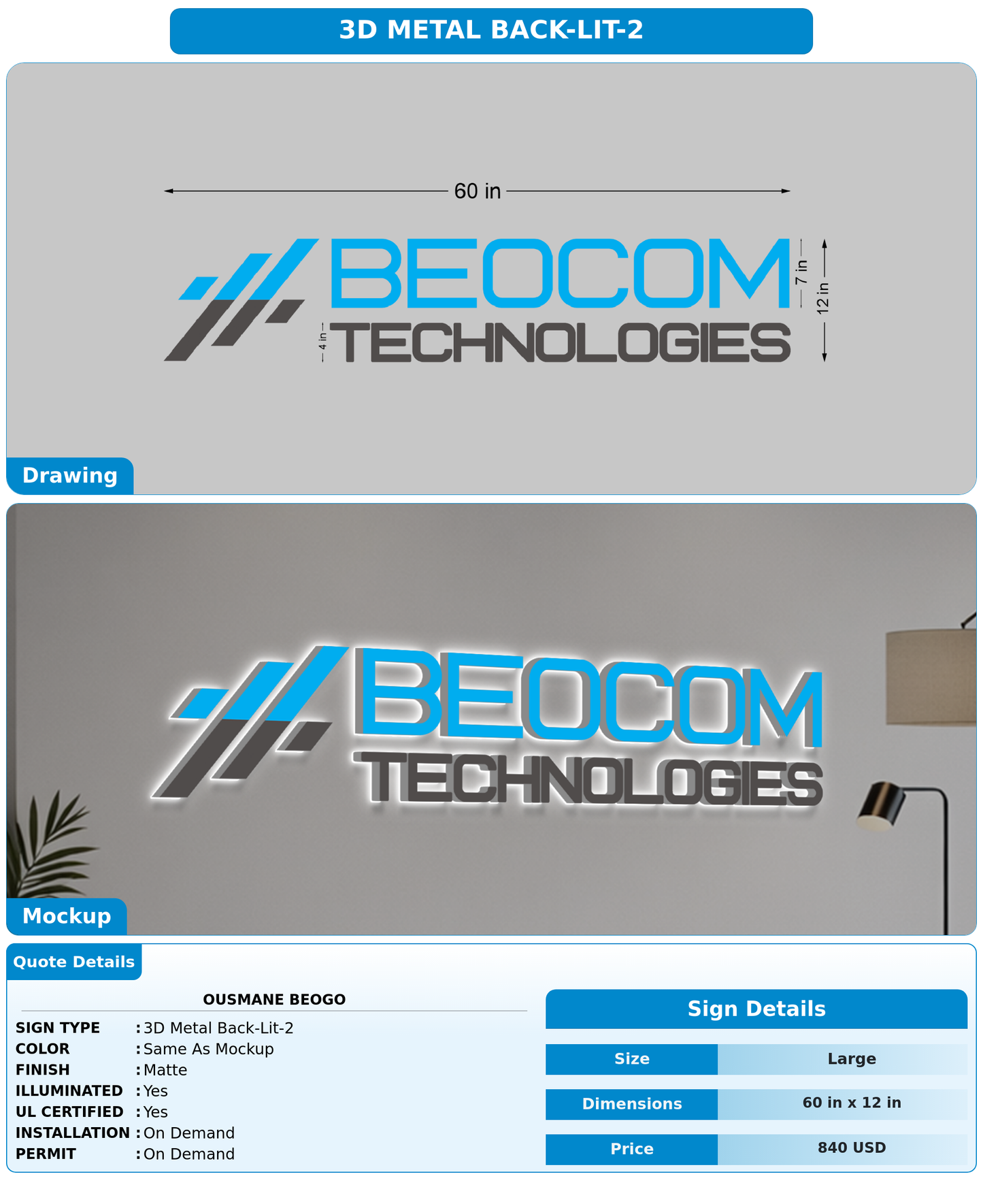 CUSTOM MOCKUP SIGN FOR OUSMANE BEOGO