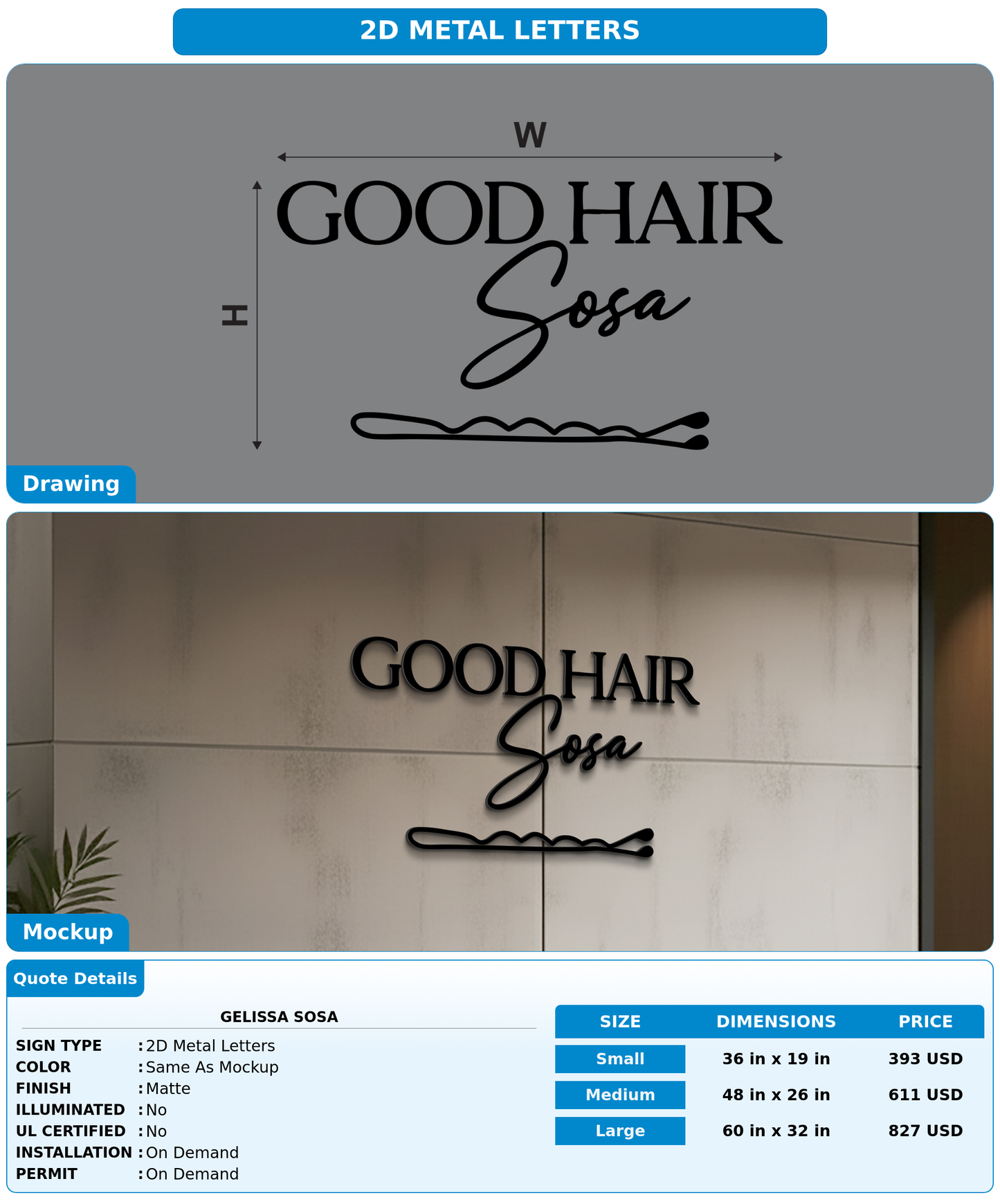 CUSTOM MOCKUP SIGN FOR Gelissa Sosa