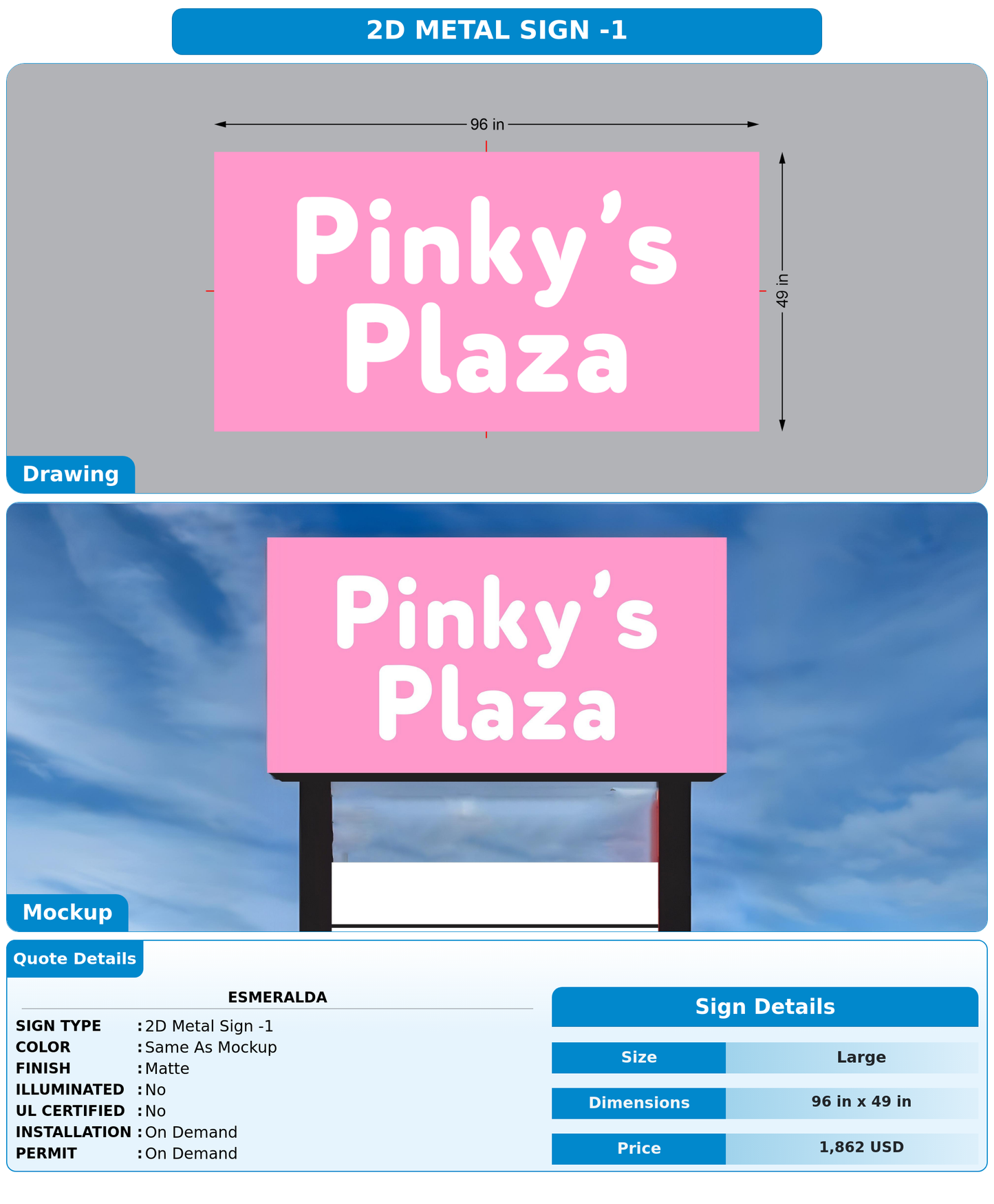 CUSTOM MOCKUP SIGN FOR Esmeralda