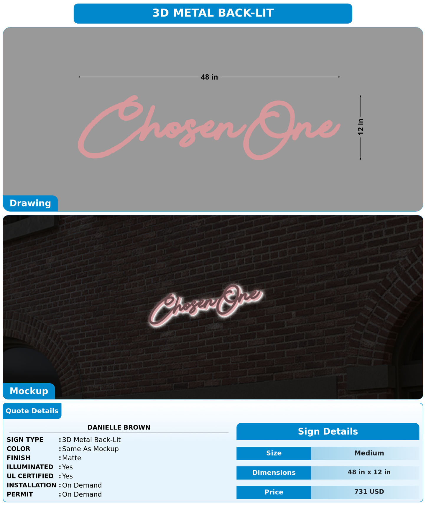 CUSTOM MOCKUP SIGN FOR Danielle Brown
