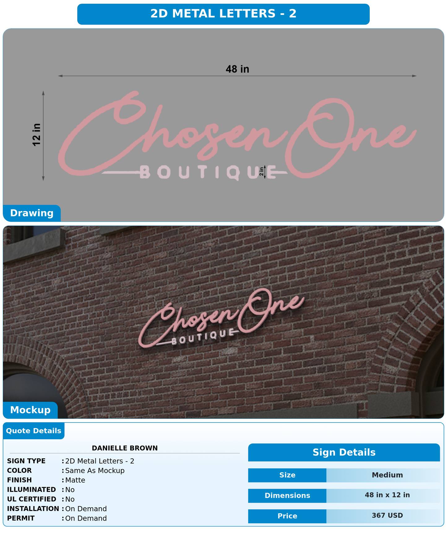 CUSTOM MOCKUP SIGN FOR Danielle Brown