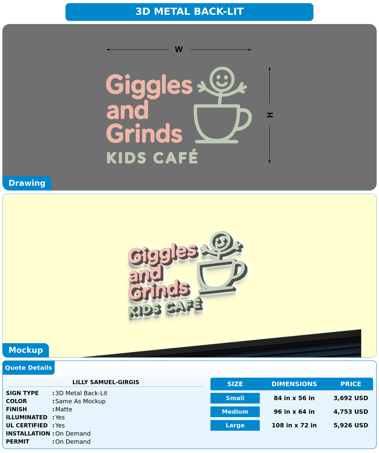 CUSTOM MOCKUP SIGN FOR Lilly Samuel-Girgis