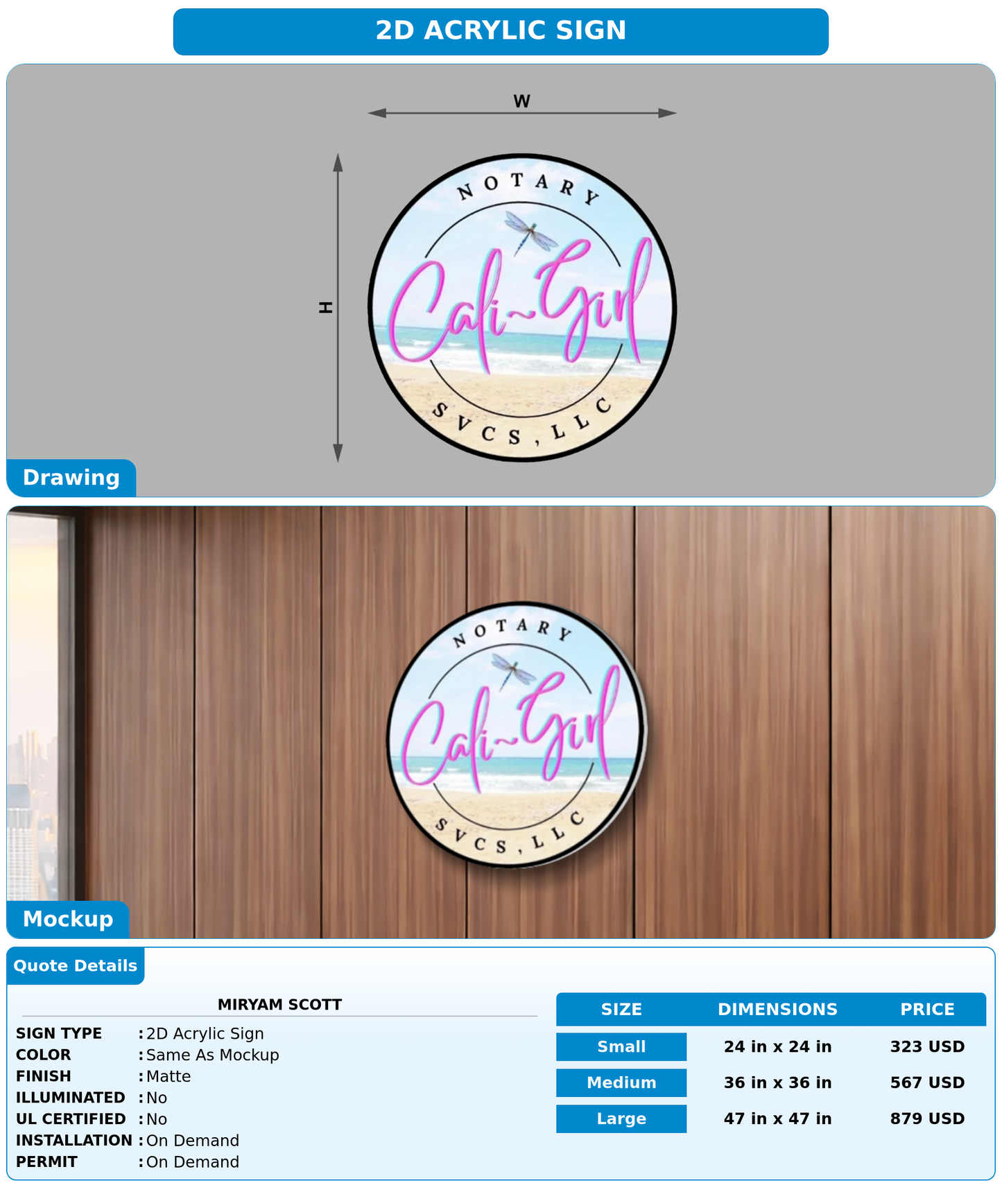 CUSTOM MOCKUP SIGN FOR Miryam Scott