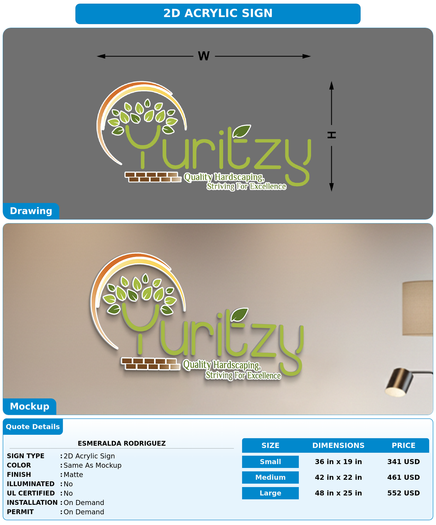 CUSTOM MOCKUP SIGN FOR Esmeralda Rodriguez