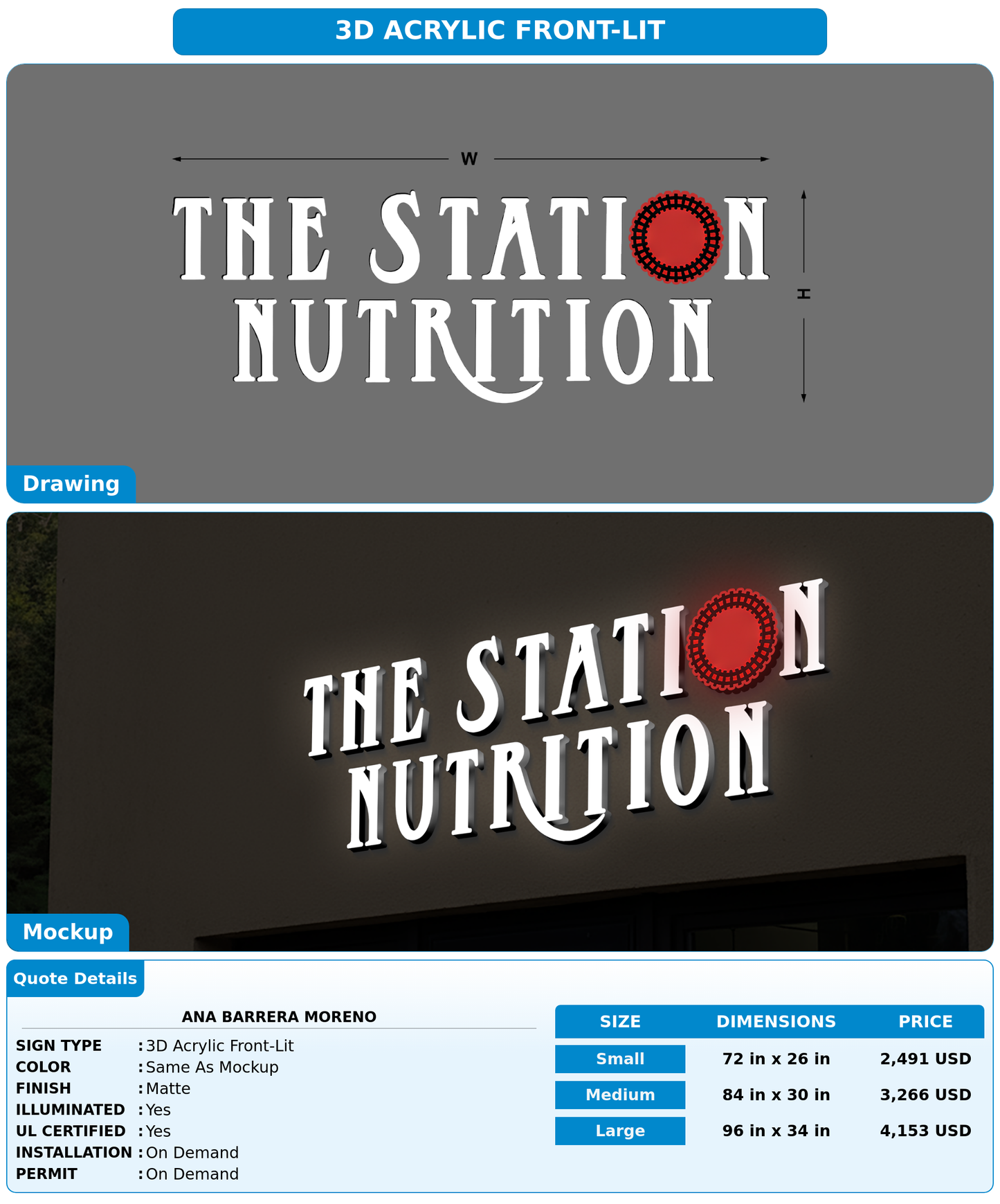 CUSTOM MOCKUP SIGN FOR Ana Barrera Moreno