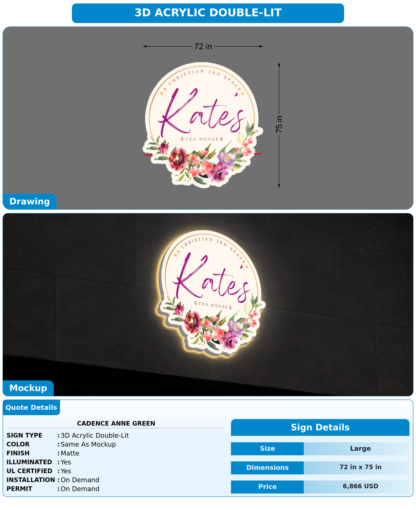 CUSTOM MOCKUP SIGN FOR Cadence Anne Green