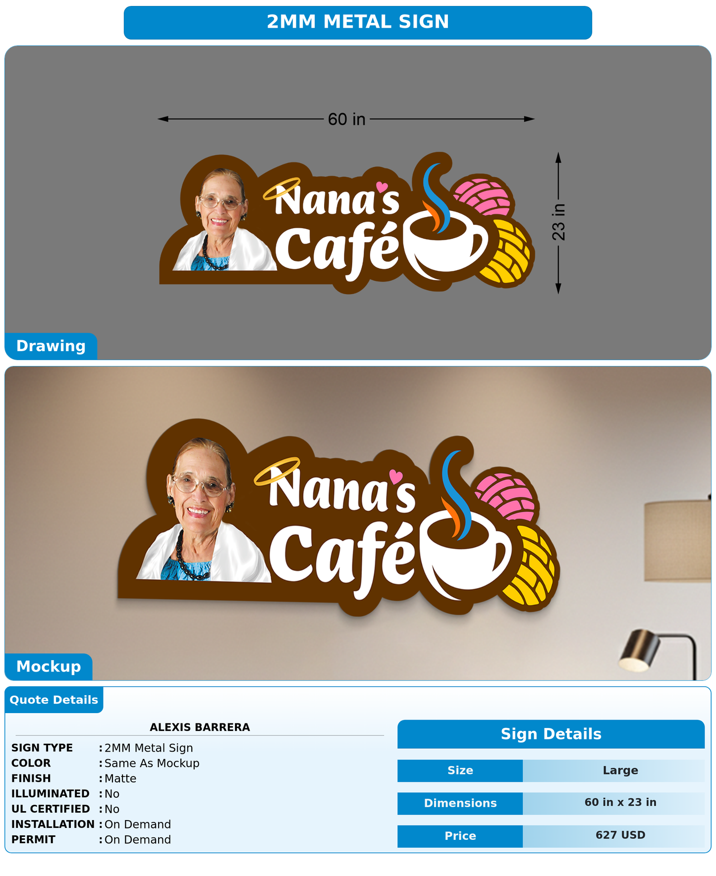 CUSTOM MOCKUP SIGN FOR Alexis Barrera