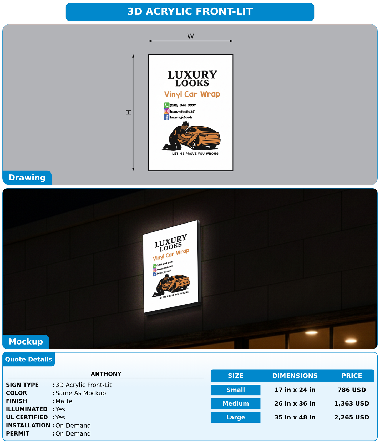 CUSTOM MOCKUP SIGN FOR Anthony