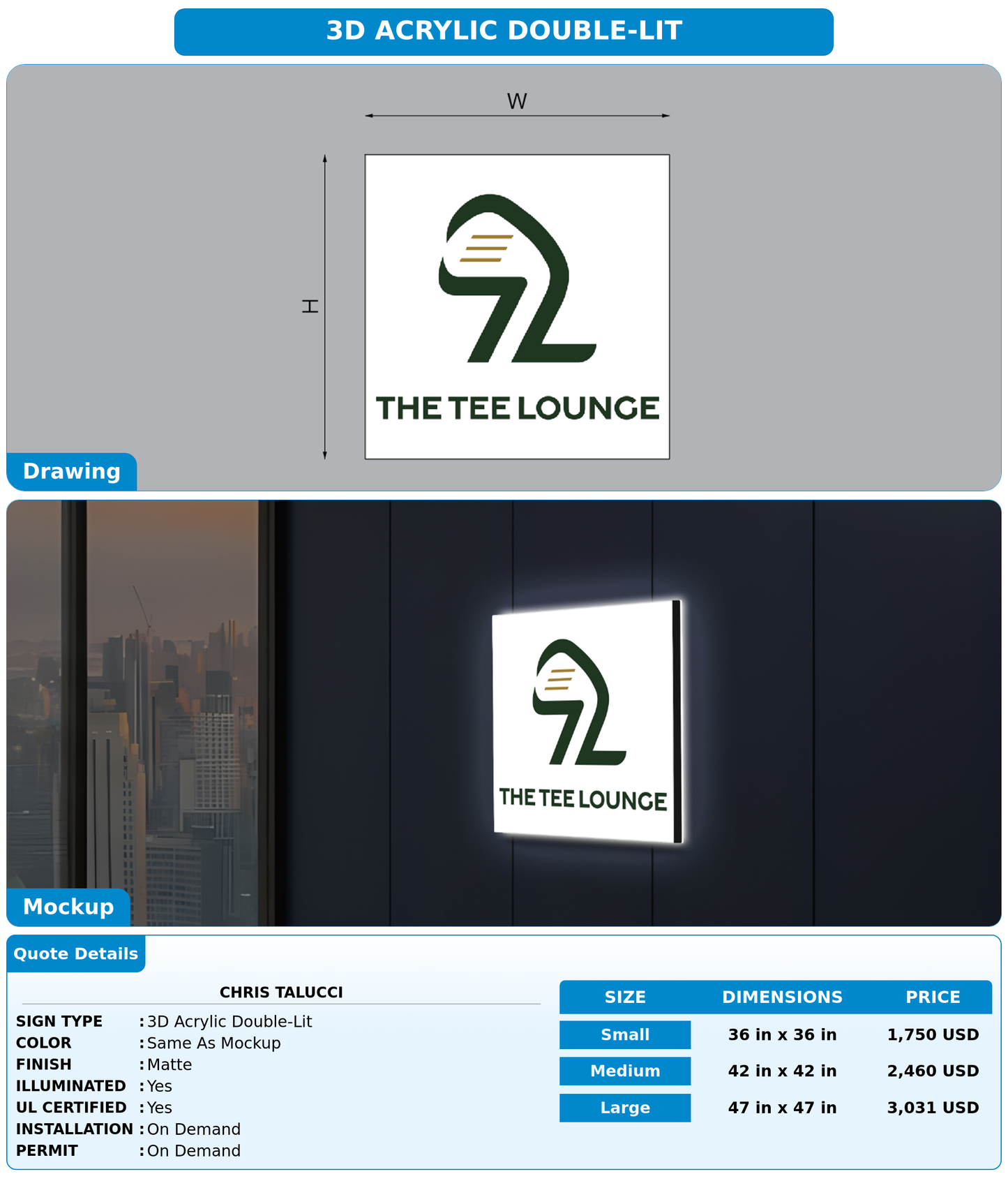 CUSTOM MOCKUP SIGN FOR Chris Talucci