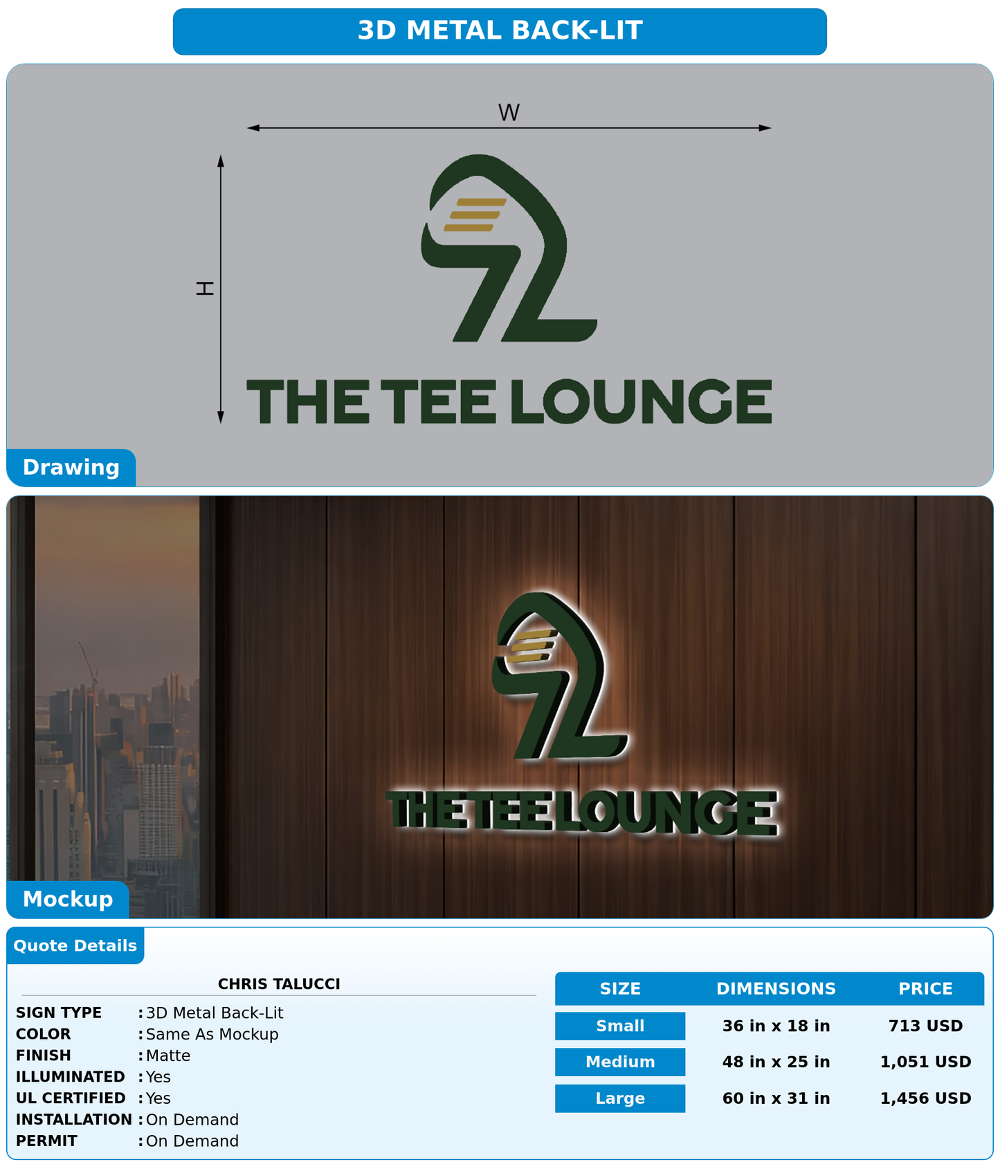 CUSTOM MOCKUP SIGN FOR Chris Talucci