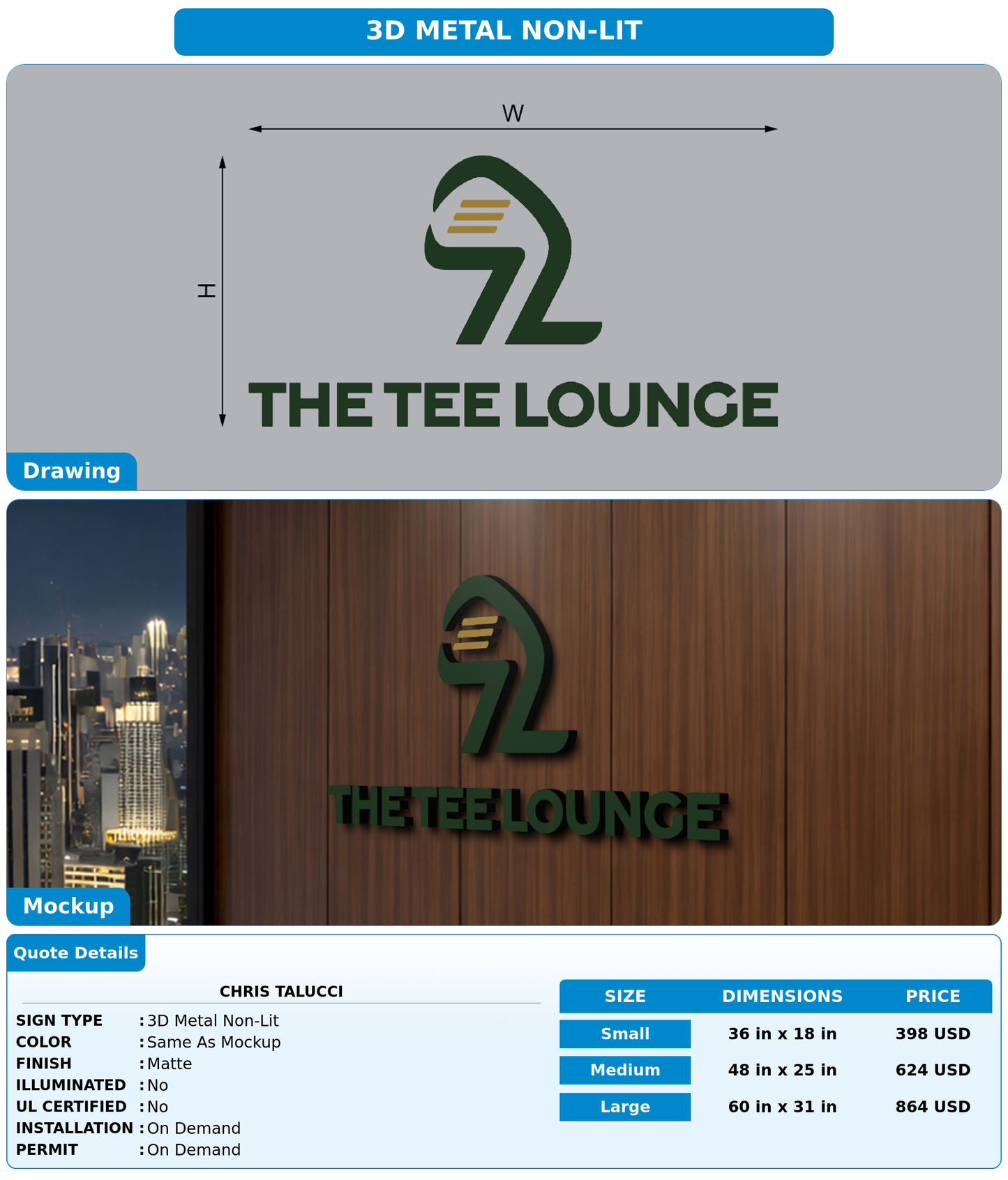CUSTOM MOCKUP SIGN FOR Chris Talucci