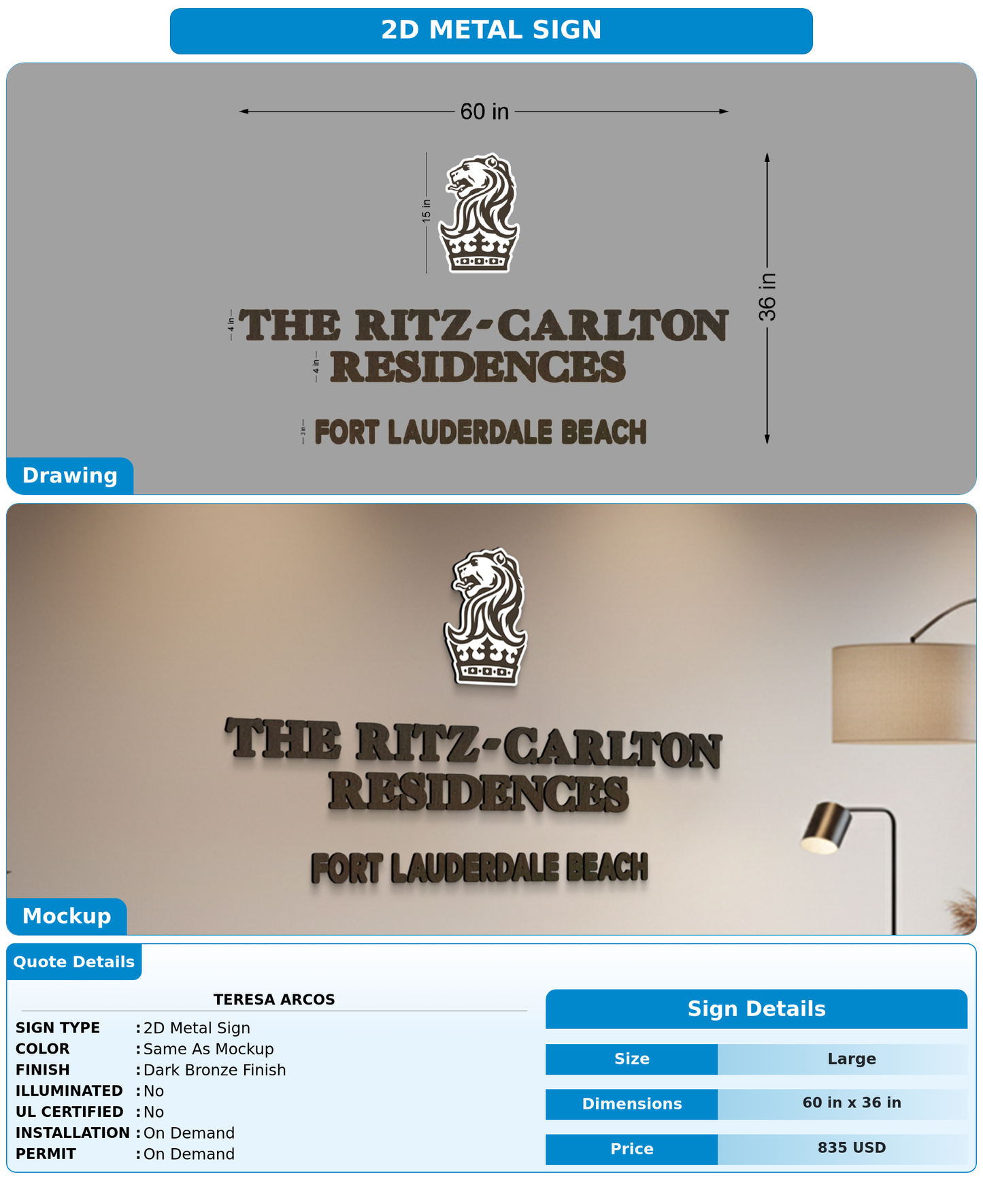 CUSTOM MOCKUP SIGN FOR Teresa Arcos