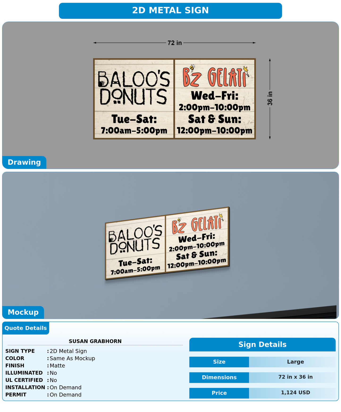 CUSTOM MOCKUP SIGN FOR Susan Grabhorn
