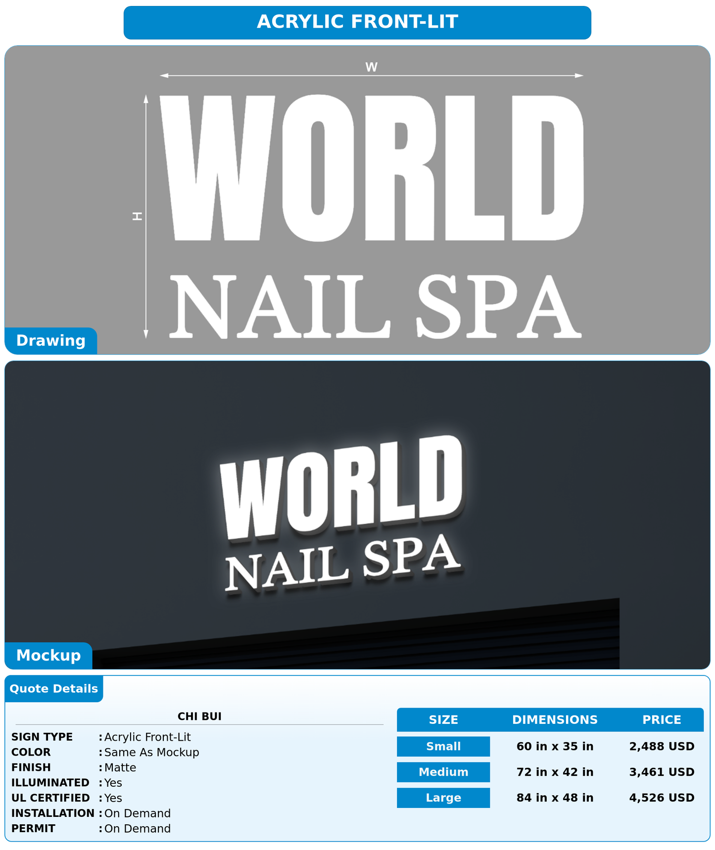 CUSTOM MOCKUP SIGN FOR Chi bui