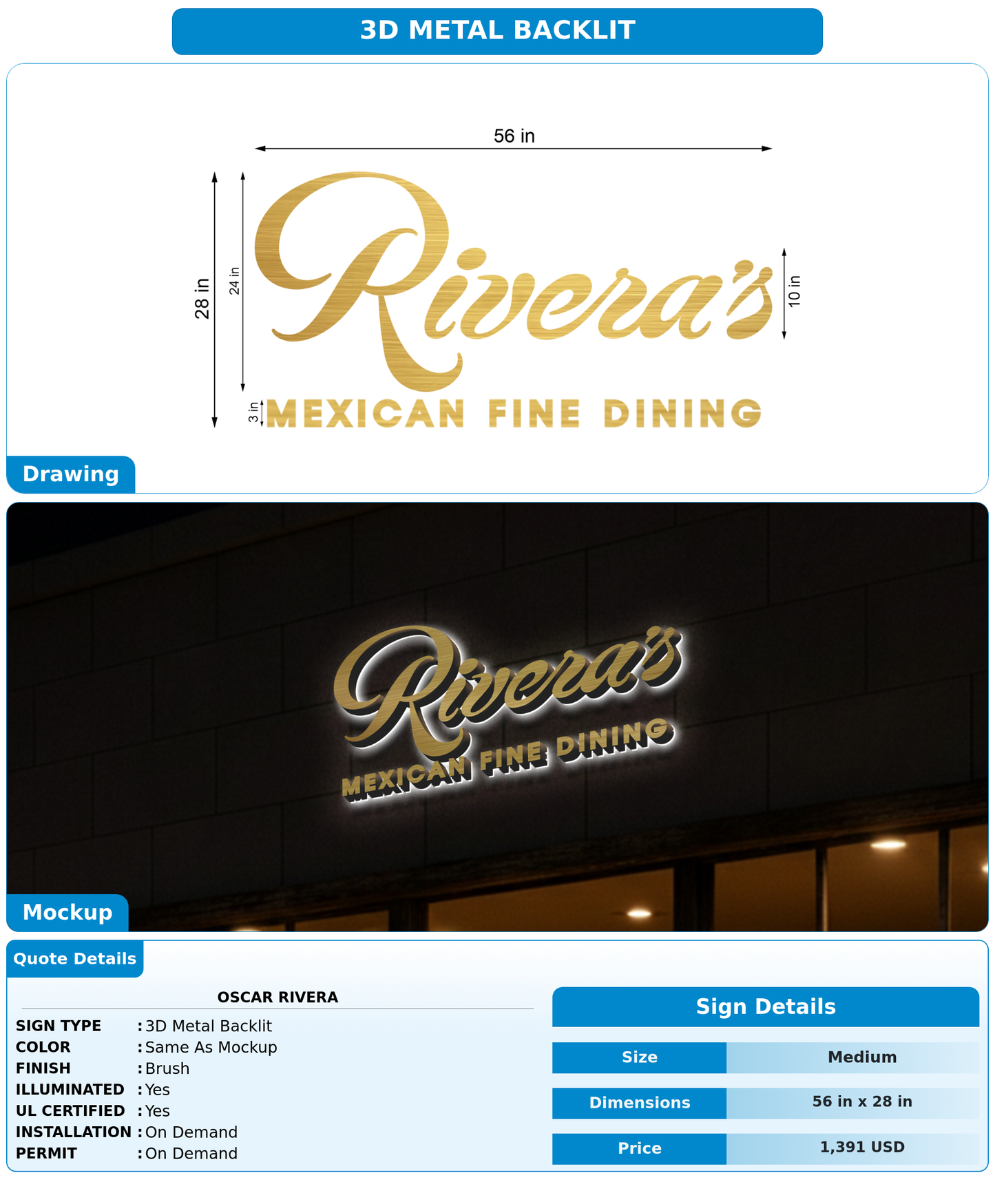 CUSTOM MOCKUP SIGN FOR Oscar Rivera
