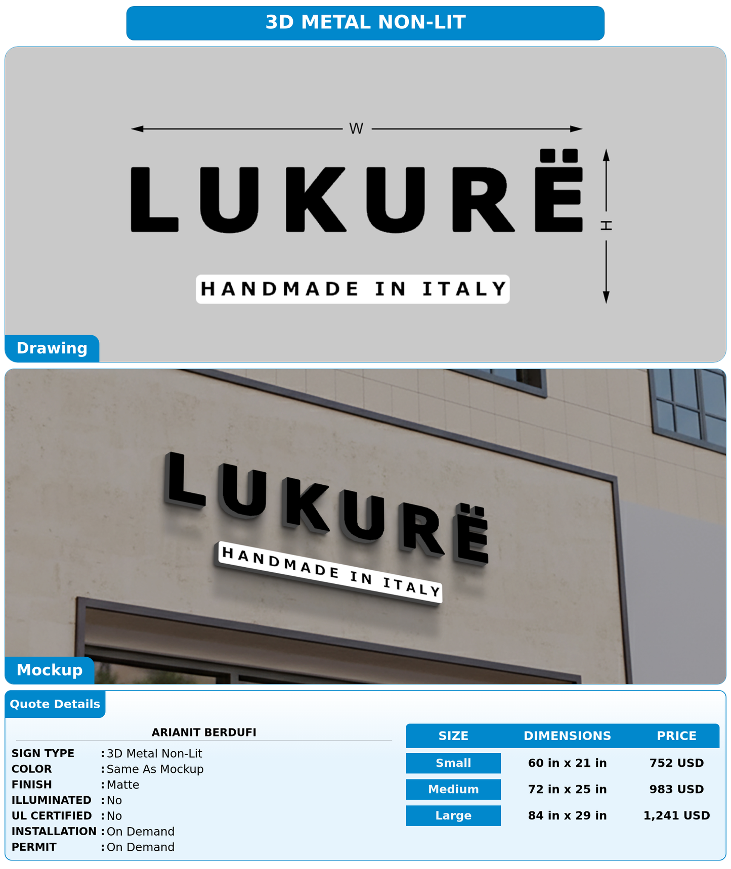 CUSTOM MOCKUP SIGN FOR Arianit Berdufi