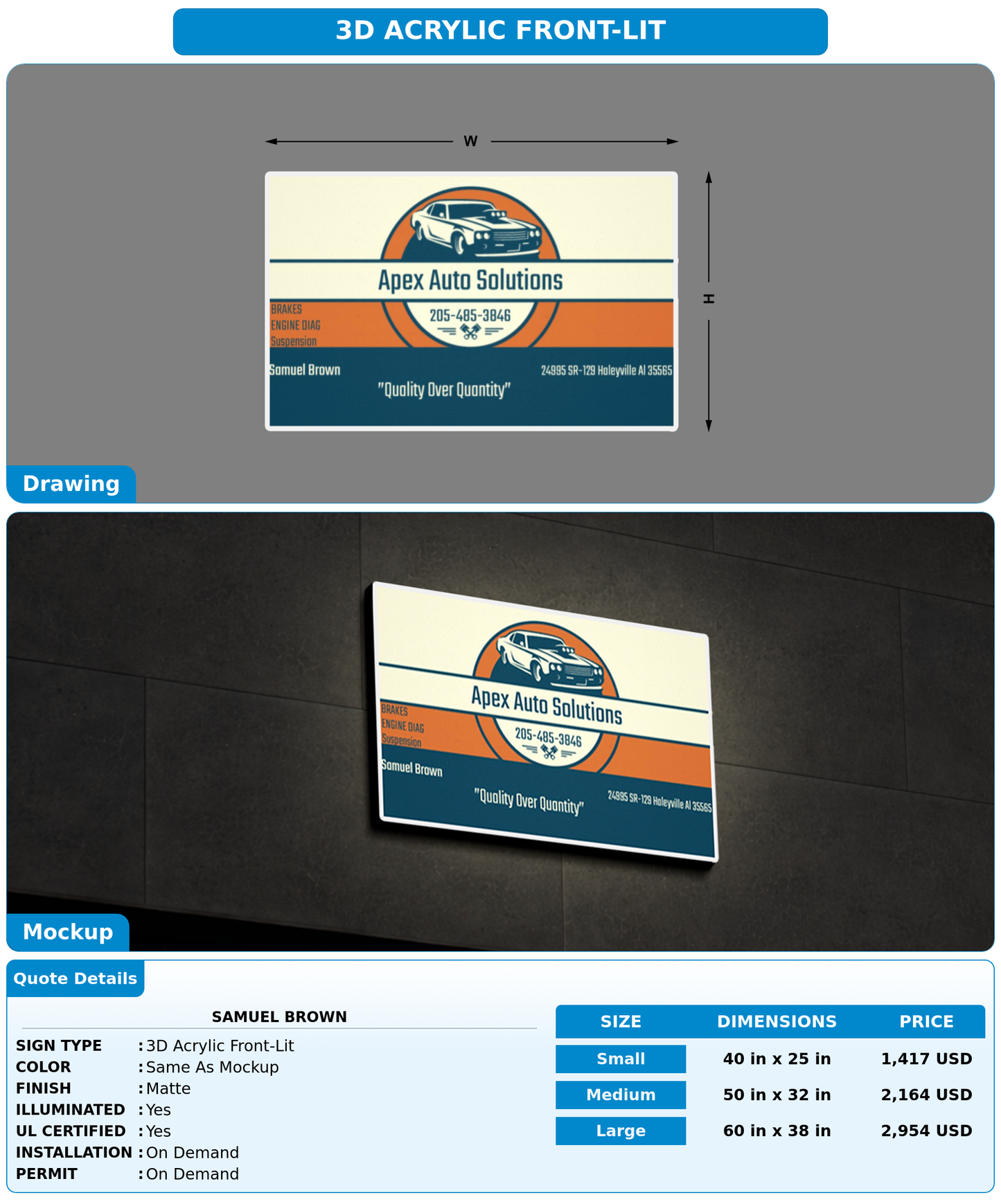 CUSTOM MOCKUP SIGN FOR Samuel Brown