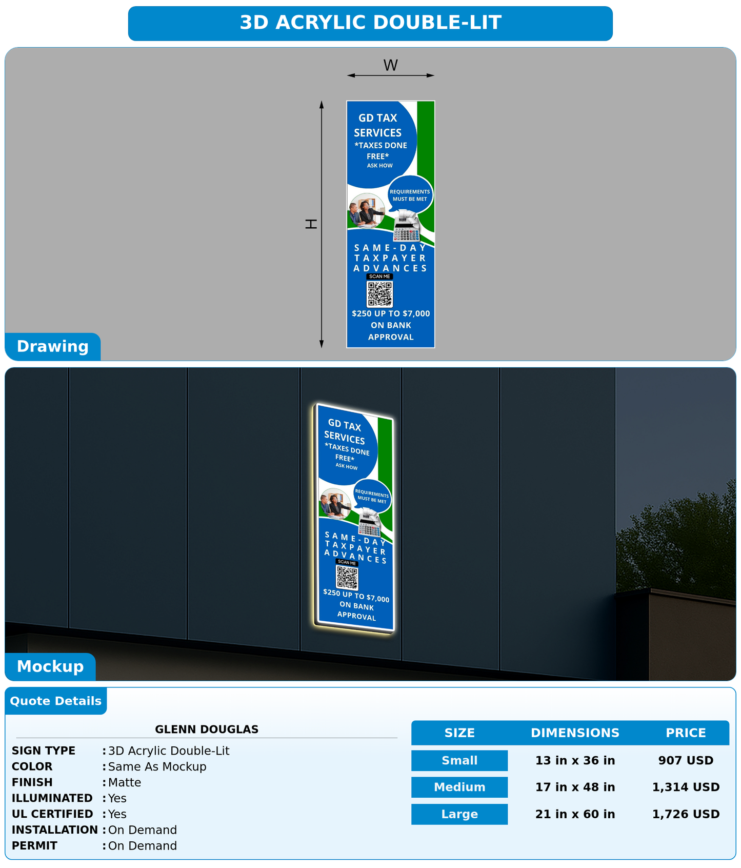 CUSTOM MOCKUP SIGN FOR Glenn Douglas