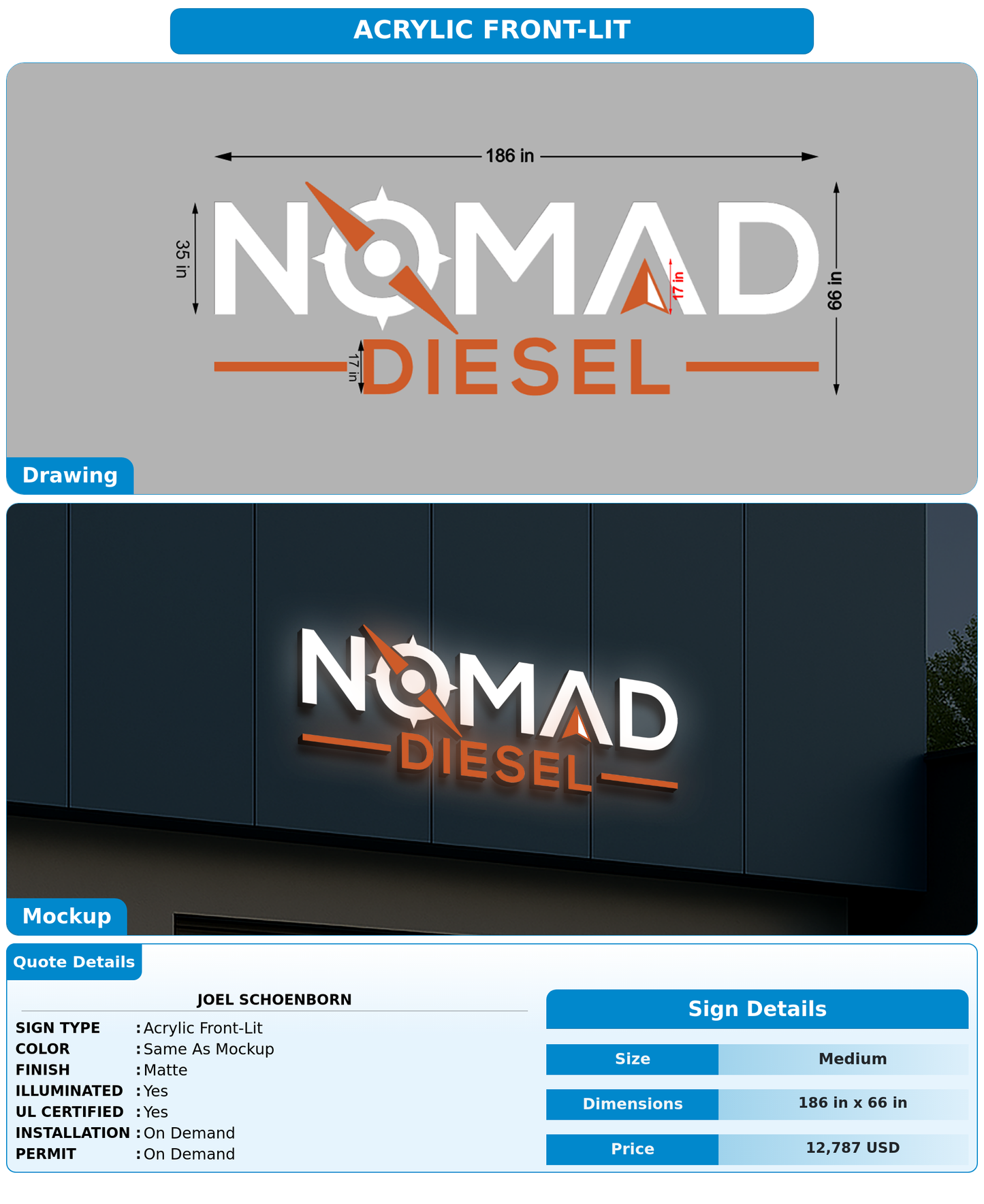 CUSTOM MOCKUP SIGN FOR Joel Schoenborn