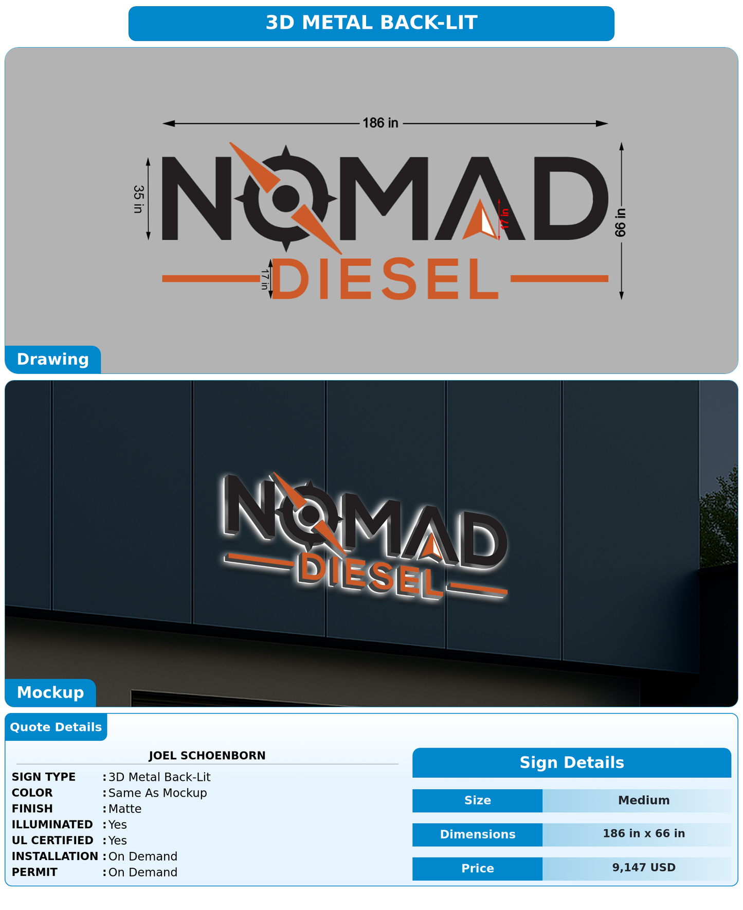 CUSTOM MOCKUP SIGN FOR Joel Schoenborn