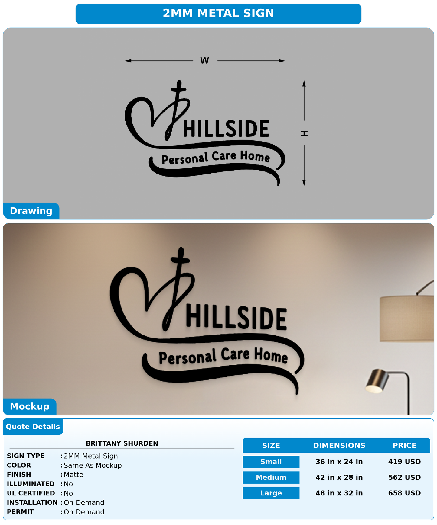 CUSTOM MOCKUP SIGN FOR Brittany Shurden