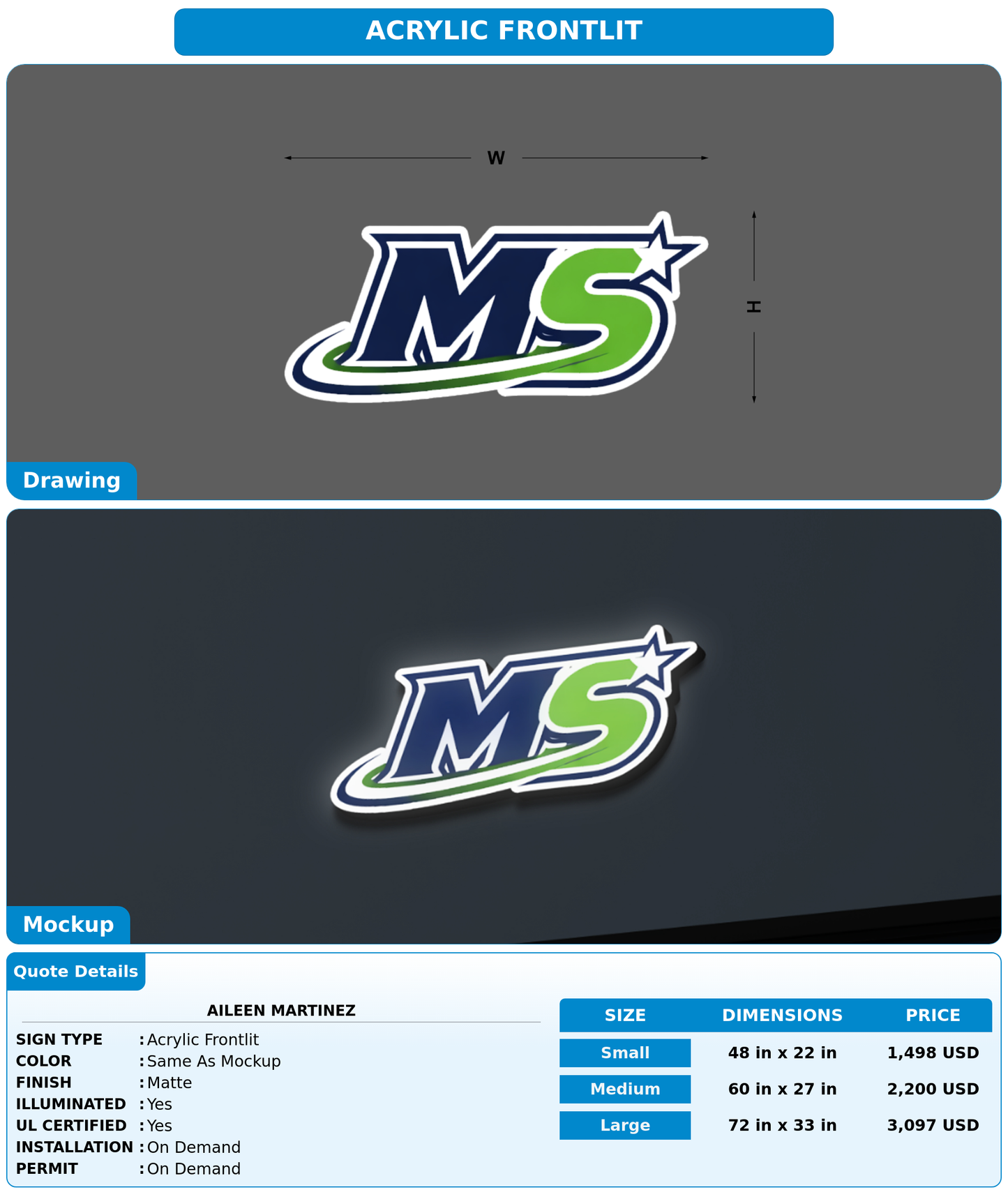 CUSTOM MOCKUP SIGN FOR Aileen Martinez