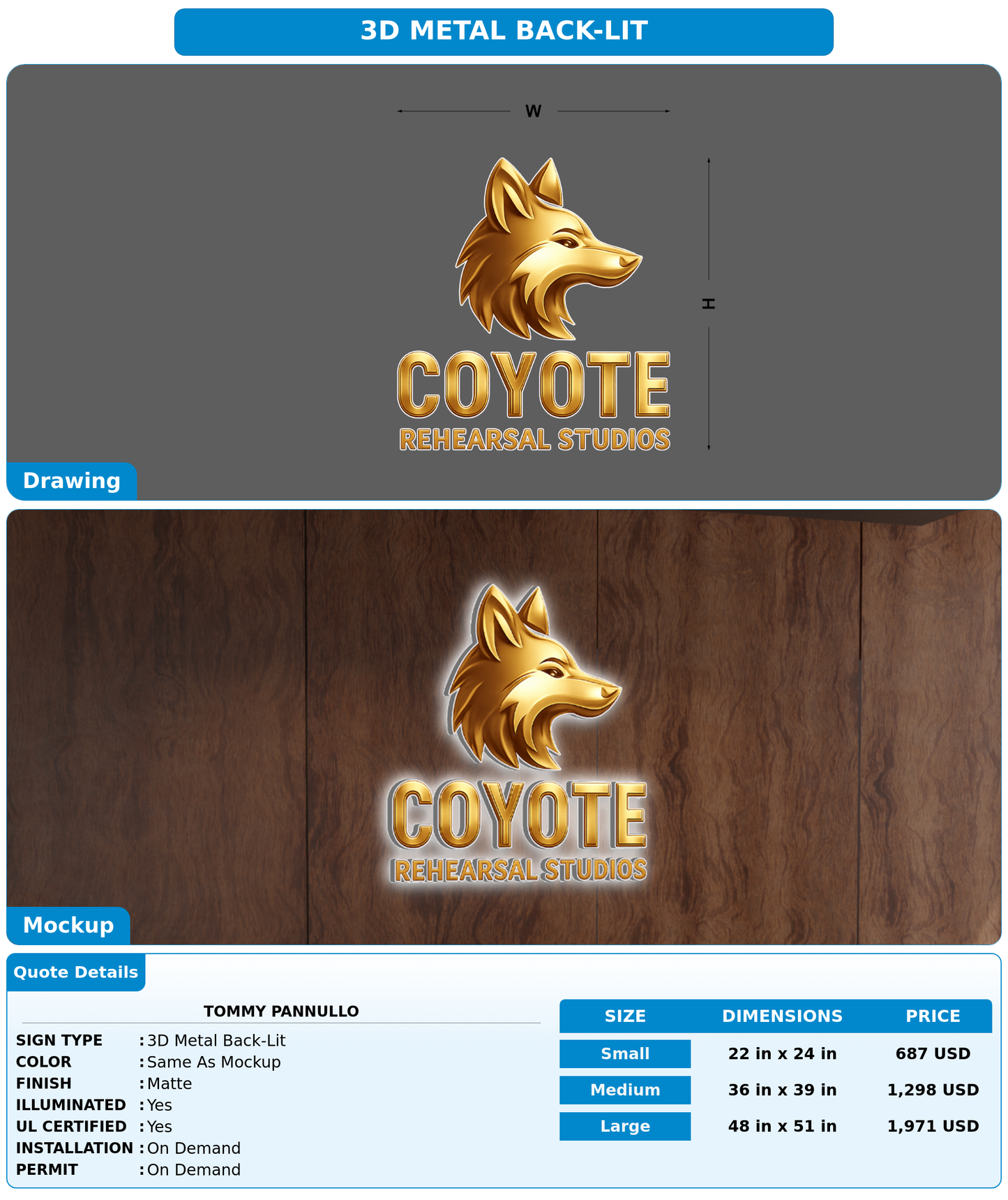 CUSTOM MOCKUP SIGN FOR Tommy Pannullo