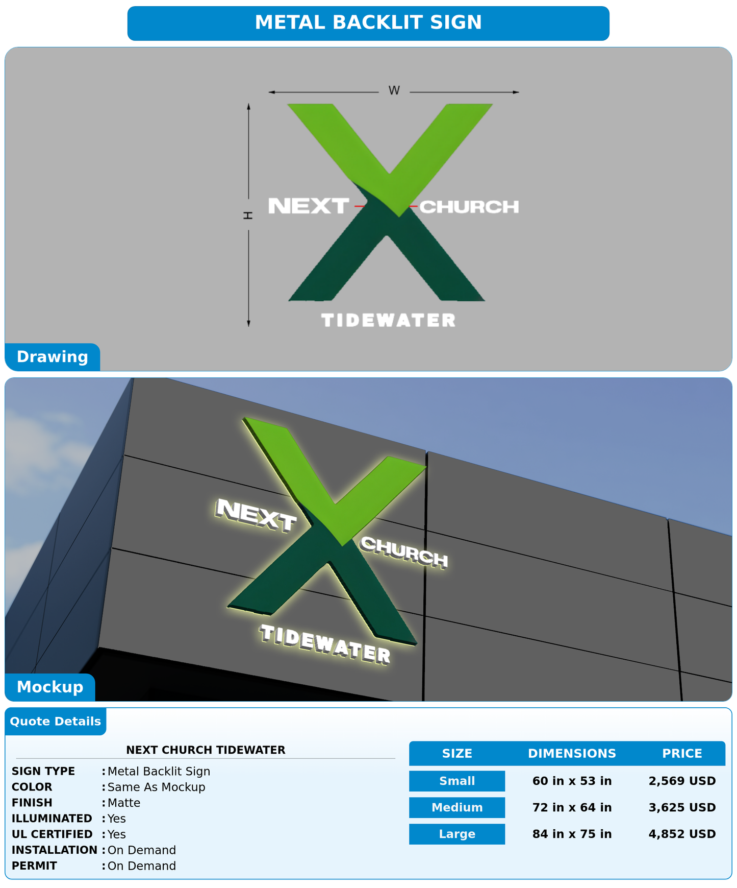 CUSTOM MOCKUP SIGN FOR Next Church Tidewater