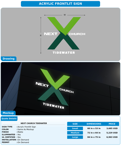 CUSTOM MOCKUP SIGN FOR Next Church Tidewater